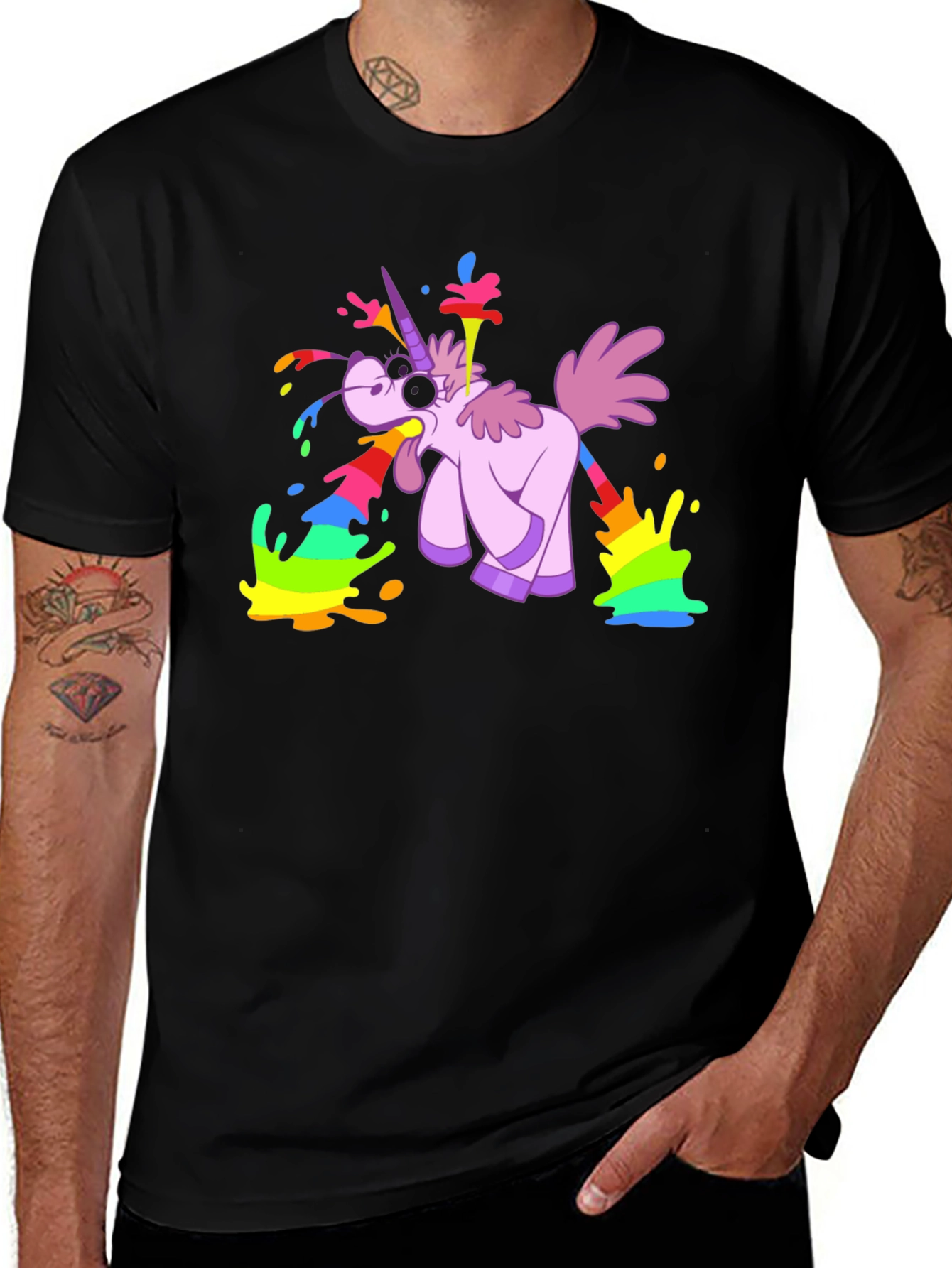 Variant 23 of Rainbow Vomit Unicorn Graphic Tee - Funny T-Shirt
