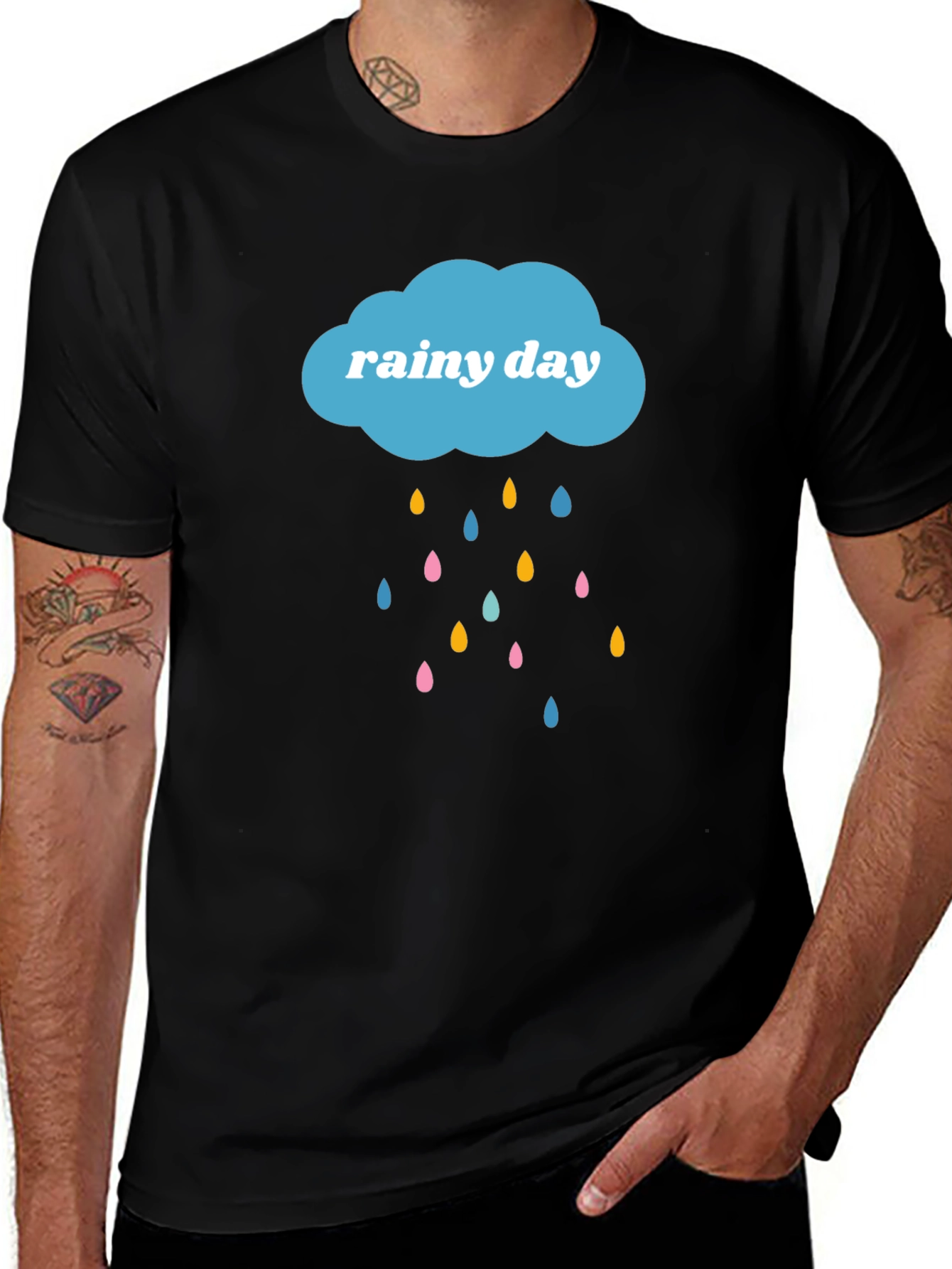 Variant 9 of Rainy Day Graphic Tee - Fun & Stylish Black T-Shirt