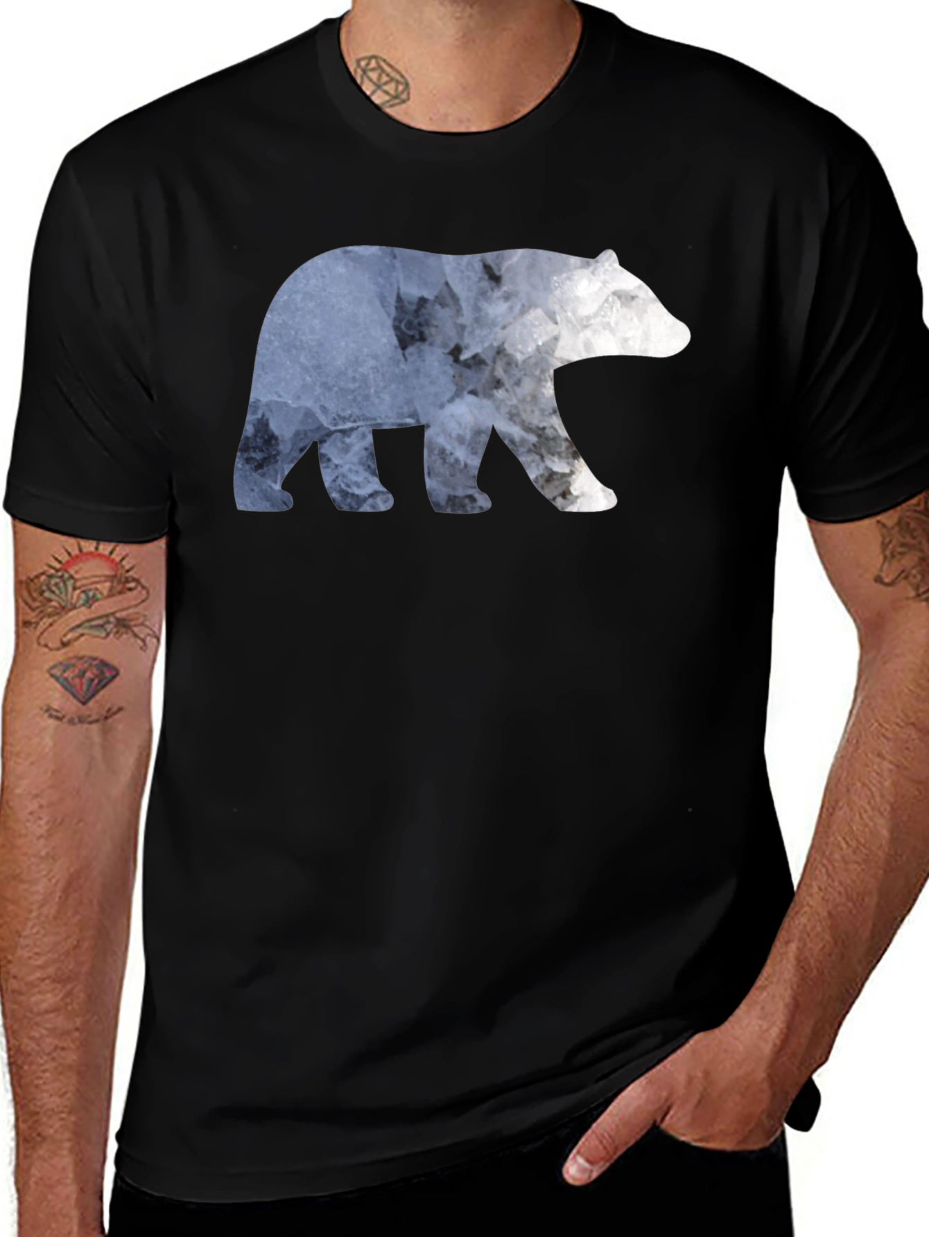 Variant 3 of Bear Silhouette Graphic Tee - Men's Black T-Shirt