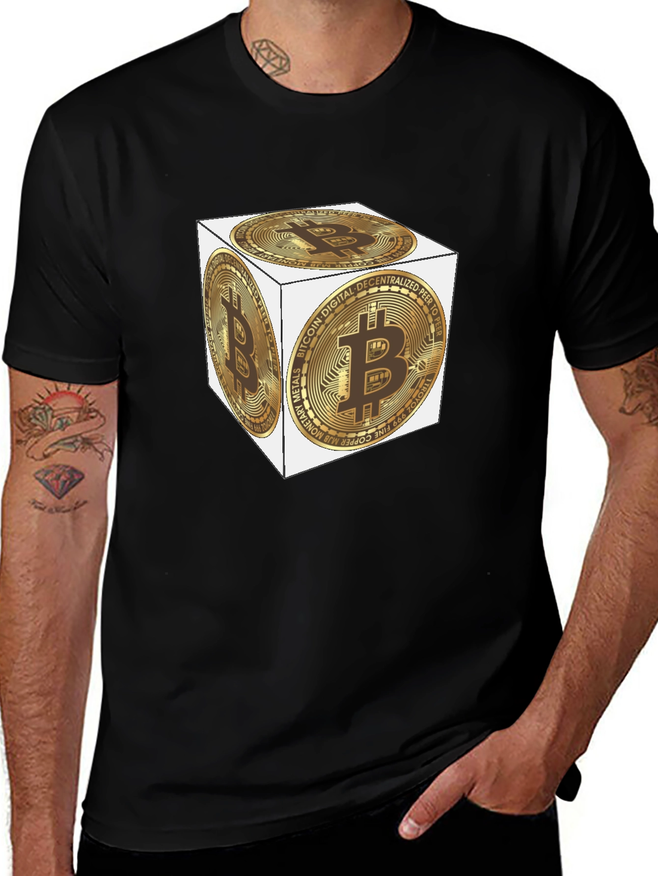 Variant 17 of Bitcoin Cube Black T-Shirt - Crypto Tee