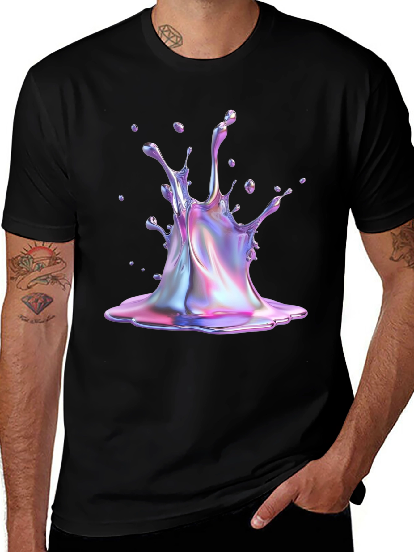 Variant 6 of Iridescent Splash Graphic Tee - Unique Style!