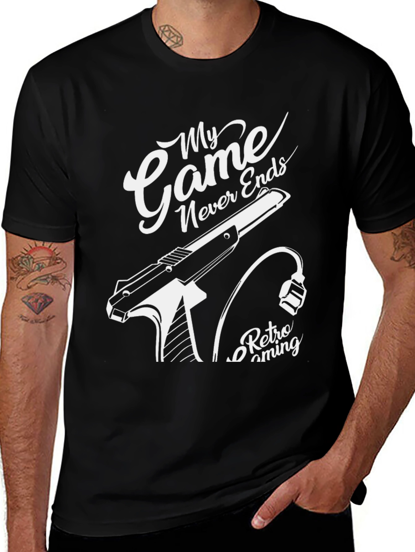 Variant 10 of Retro Gaming Tee: My Game Never Ends Black T-Shirt