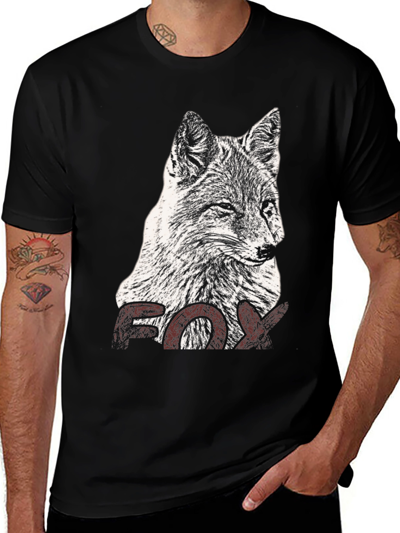 Variant 22 of Cool Fox Graphic Black T-Shirt