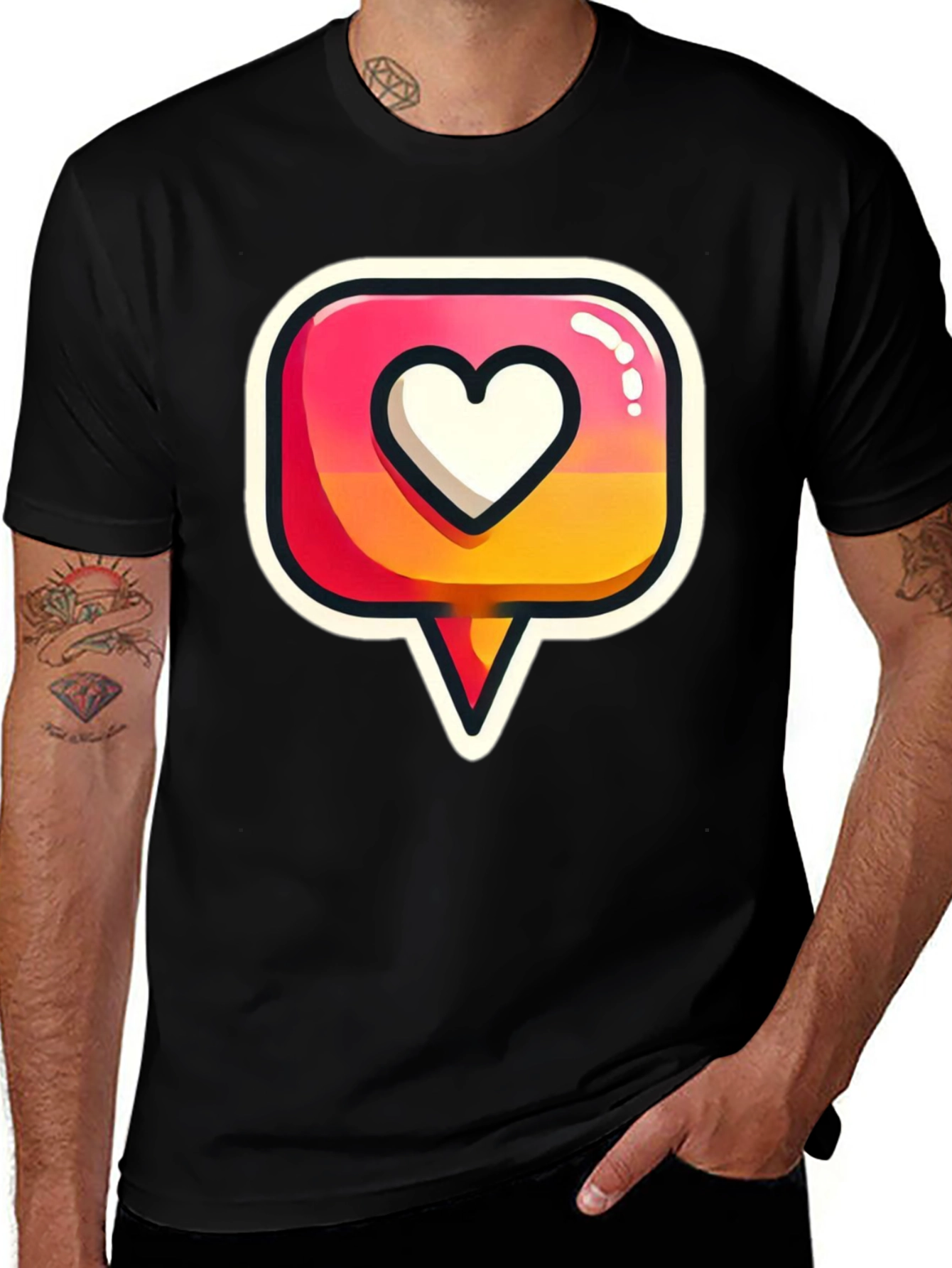 Variant 16 of Heart Icon Graphic Tee - Trendy Black T-Shirt