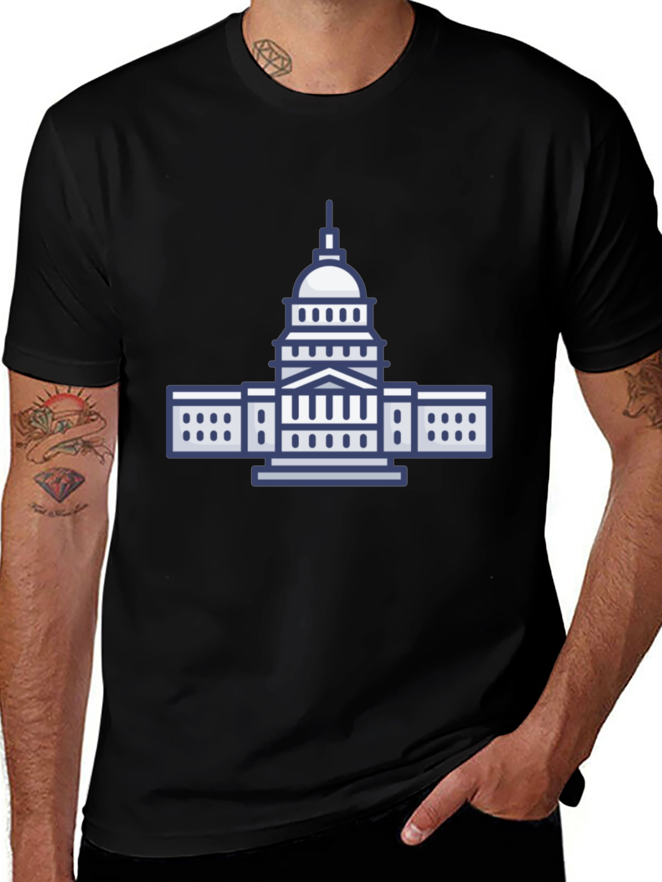 Capitol Building Graphic T-Shirt - Black
