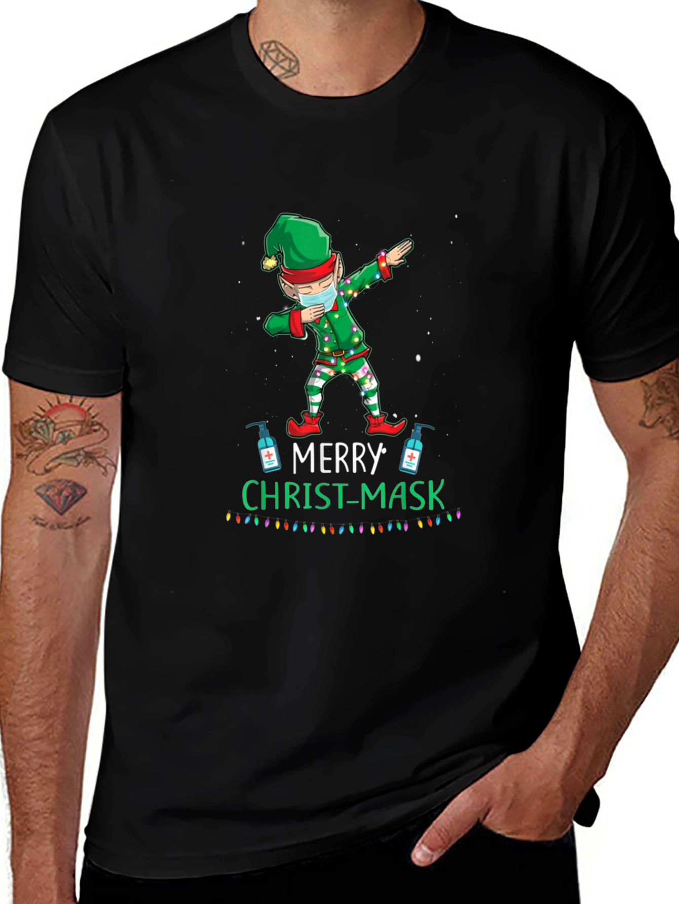 Variant 10 of Merry Christ-Mask Elf Dabbing T-Shirt
