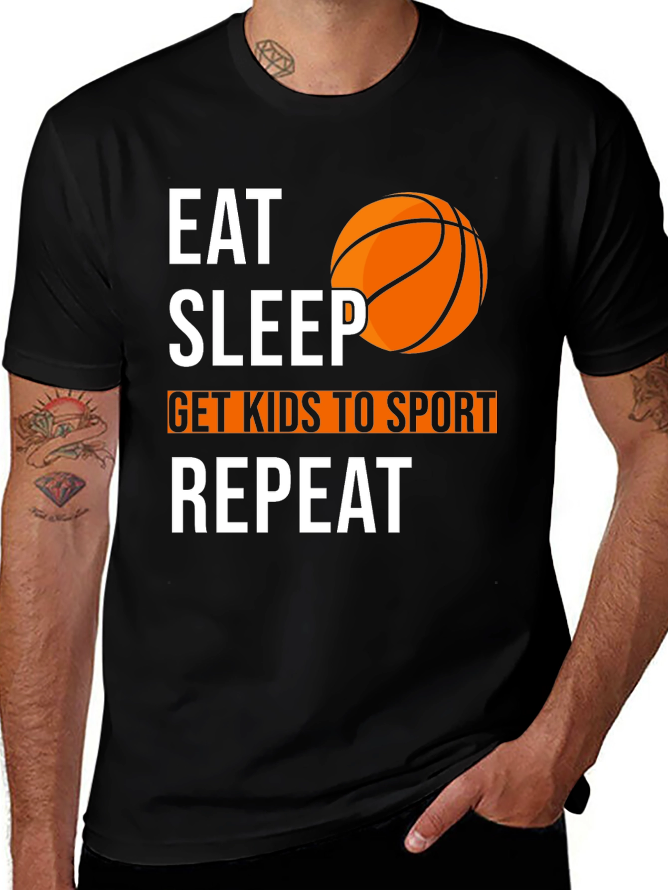 Variant 23 of Eat Sleep Get Kids to Sport Repeat T-Shirt