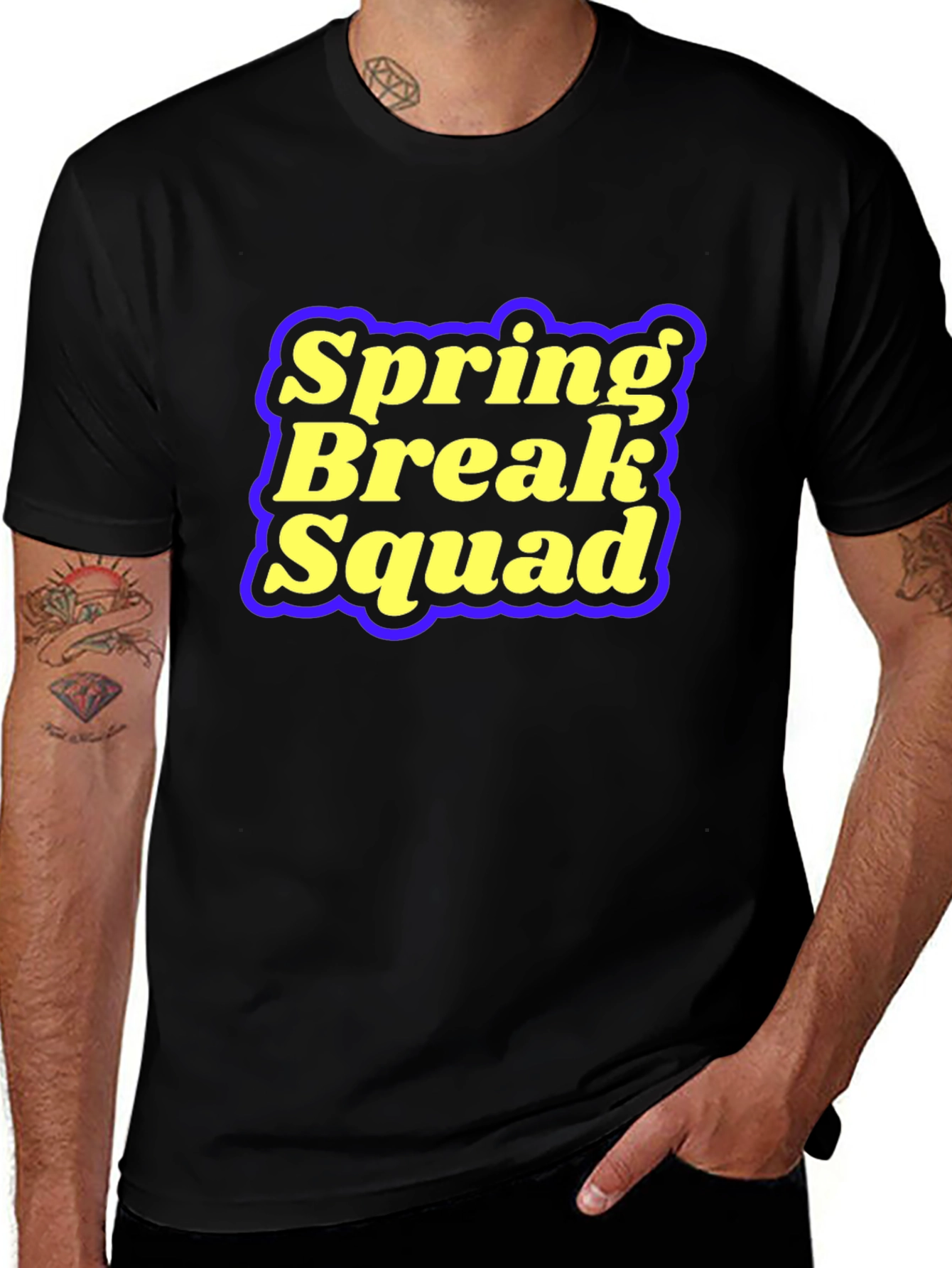 Variant 18 of Spring Break Squad T-Shirt - Black Crew Neck