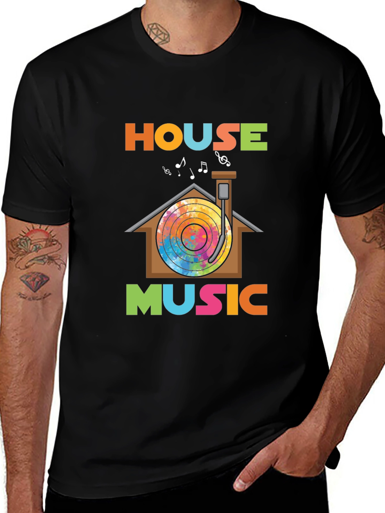 Variant 24 of House Music T-Shirt - Colorful Record Player Design