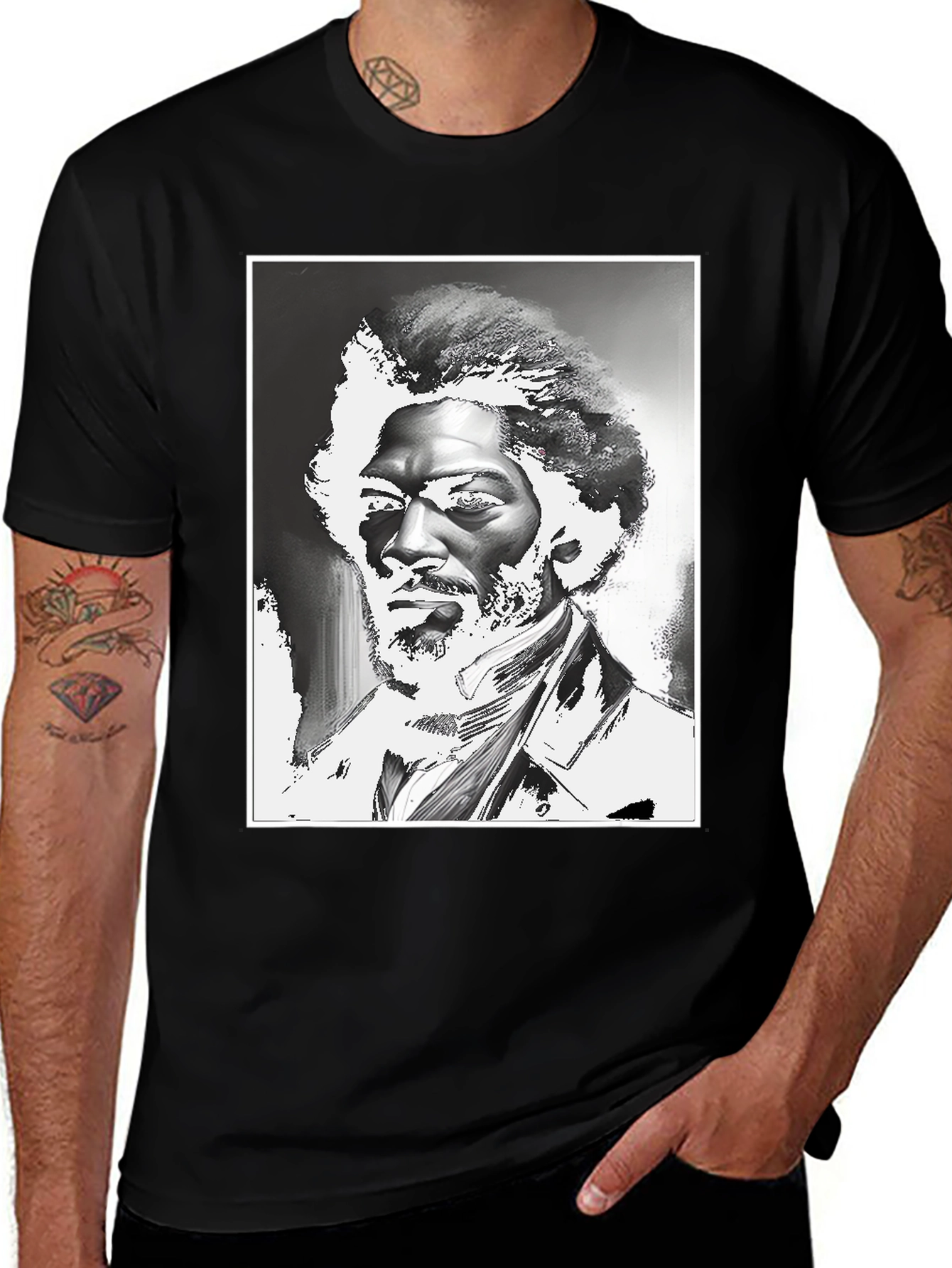 Variant 29 of Douglass Portrait T-Shirt - Black