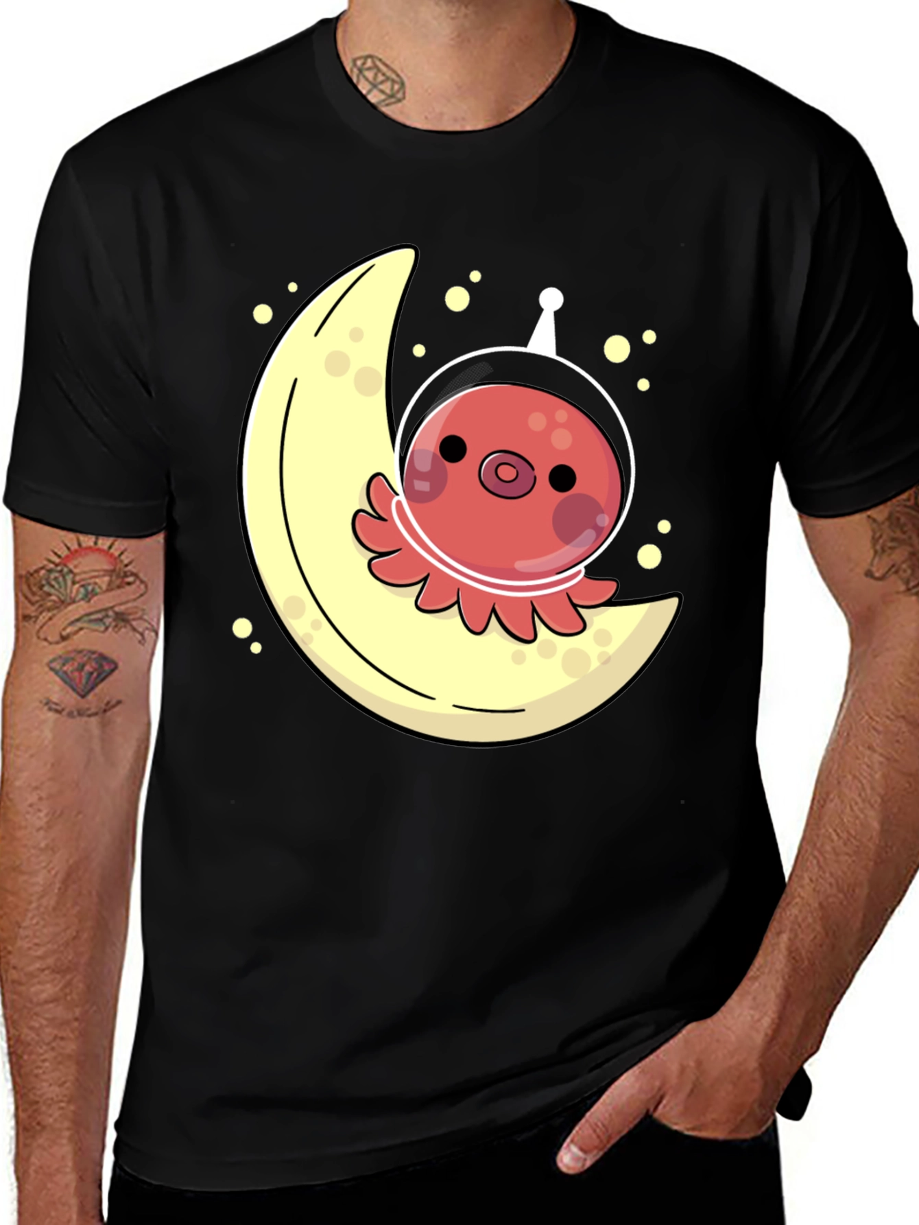 Variant 8 of Space Octopus Moon Graphic Tee - Unique & Fun!