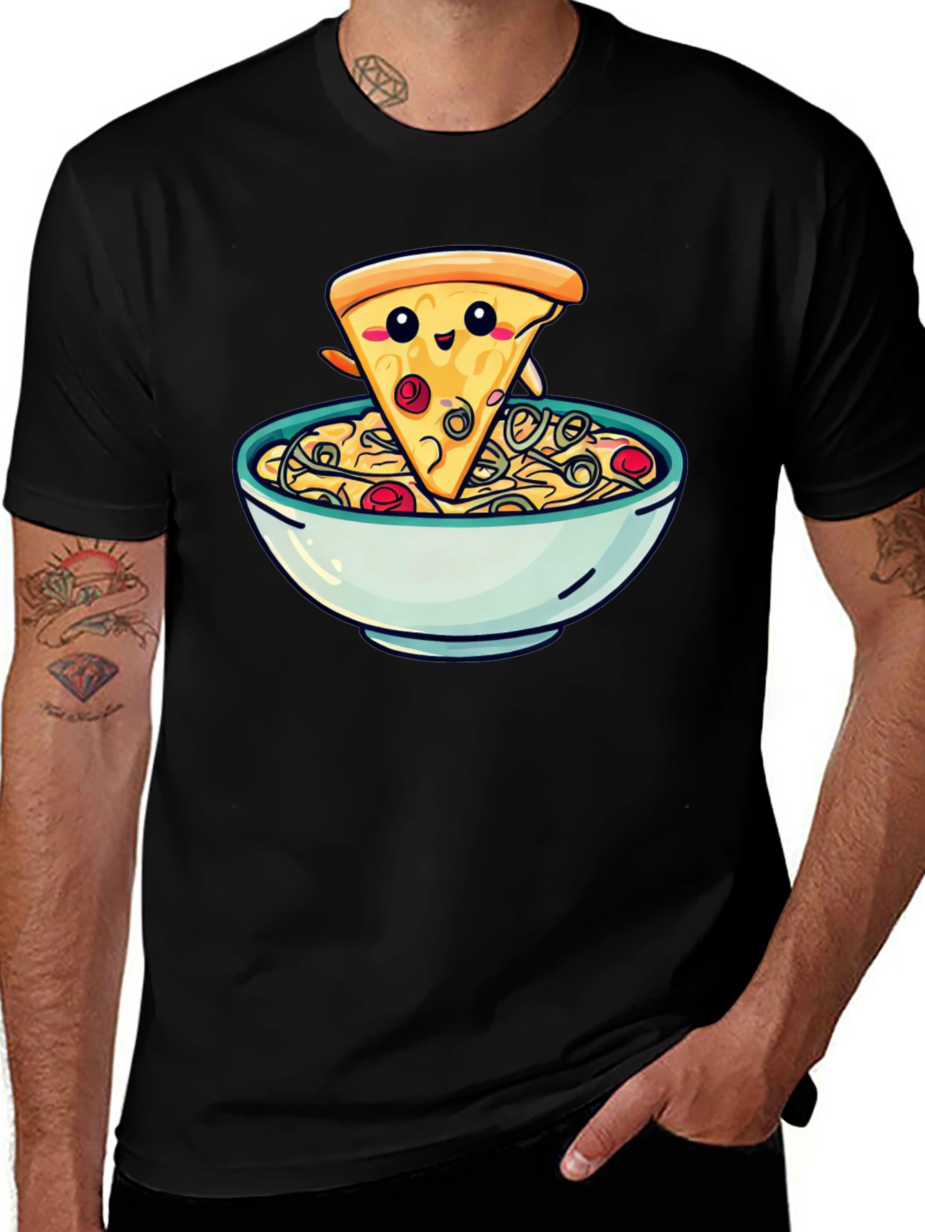 Variant 27 of Cute Pizza Slice in Bowl Graphic T-Shirt