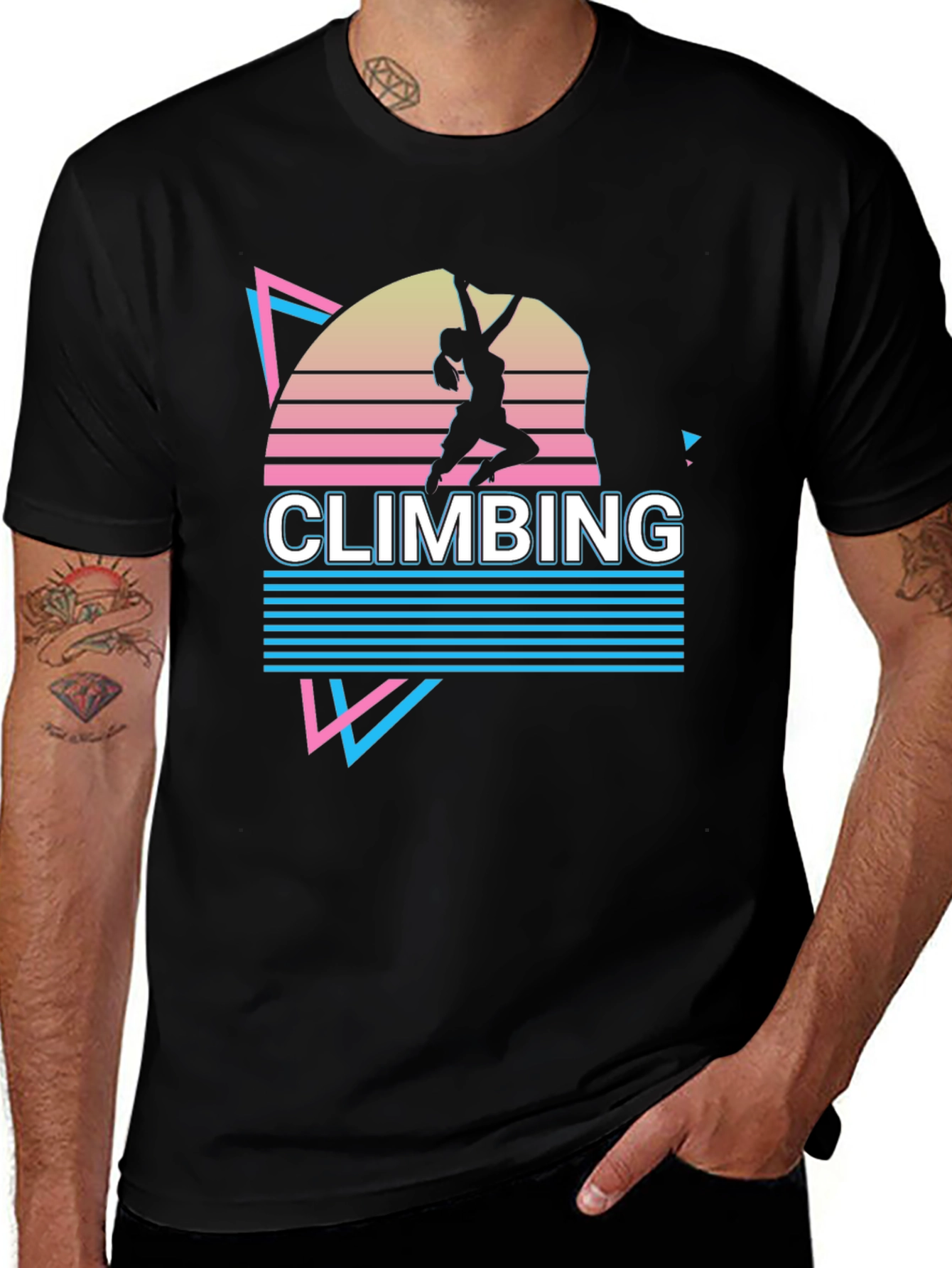 Variant 27 of Retro Climbing T-Shirt - Black