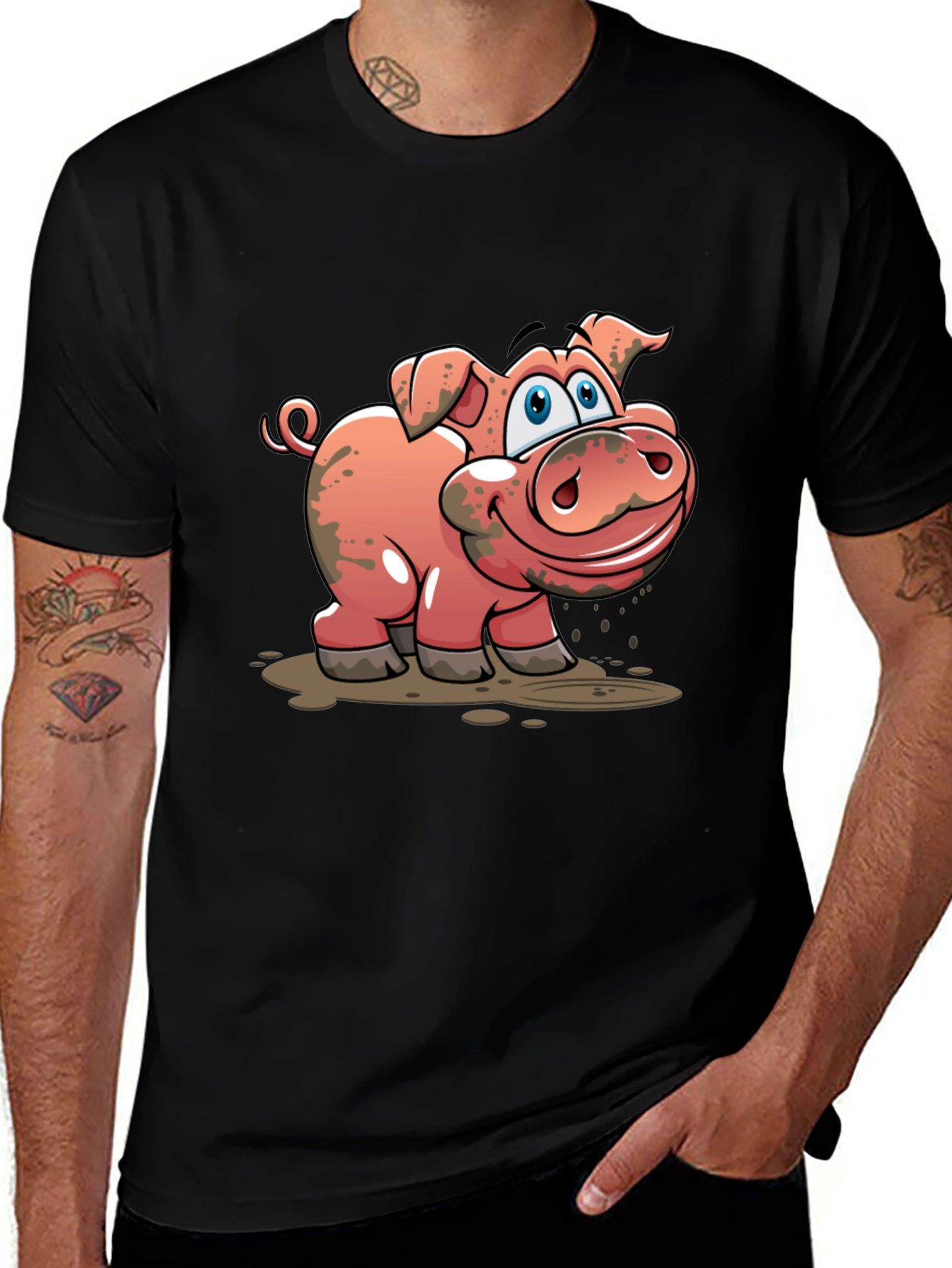 Variant 30 of Muddy Pig Cartoon Graphic T-Shirt - Unisex Casual Tee