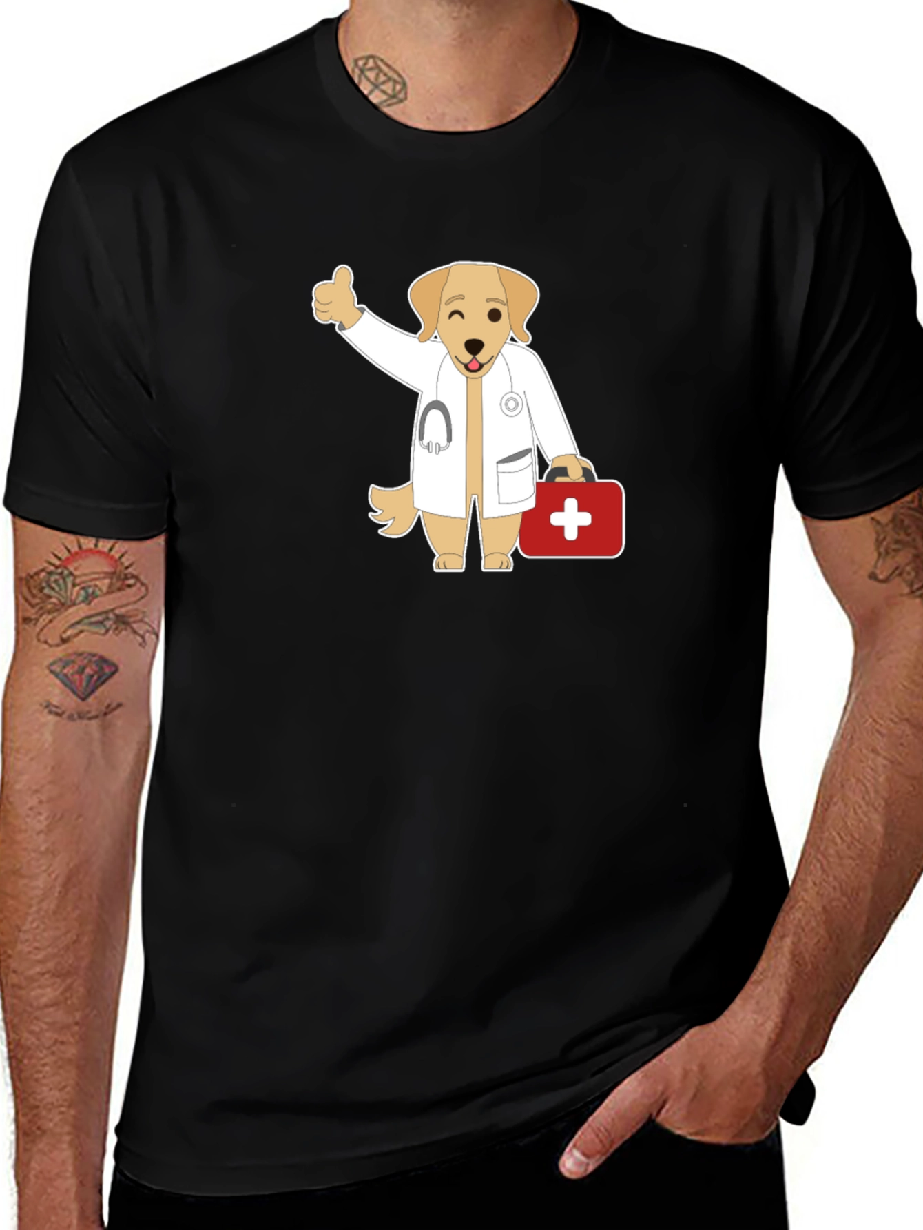 Variant 2 of Doctor Dog Graphic Tee - Cute Cartoon Vet T-Shirt