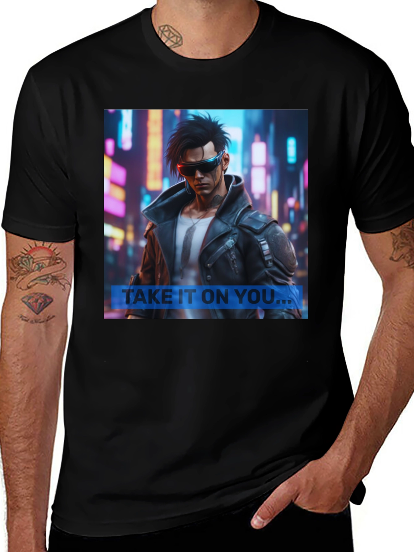 Variant 27 of Cyberpunk Style Graphic Tee - Take It On You...