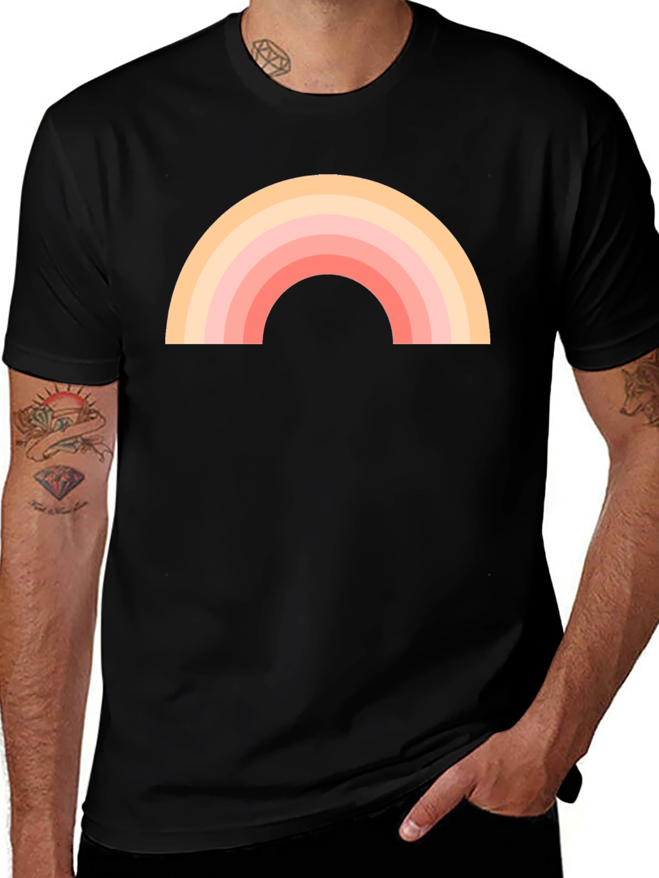 Variant 21 of Retro Rainbow Graphic T-Shirt - Black