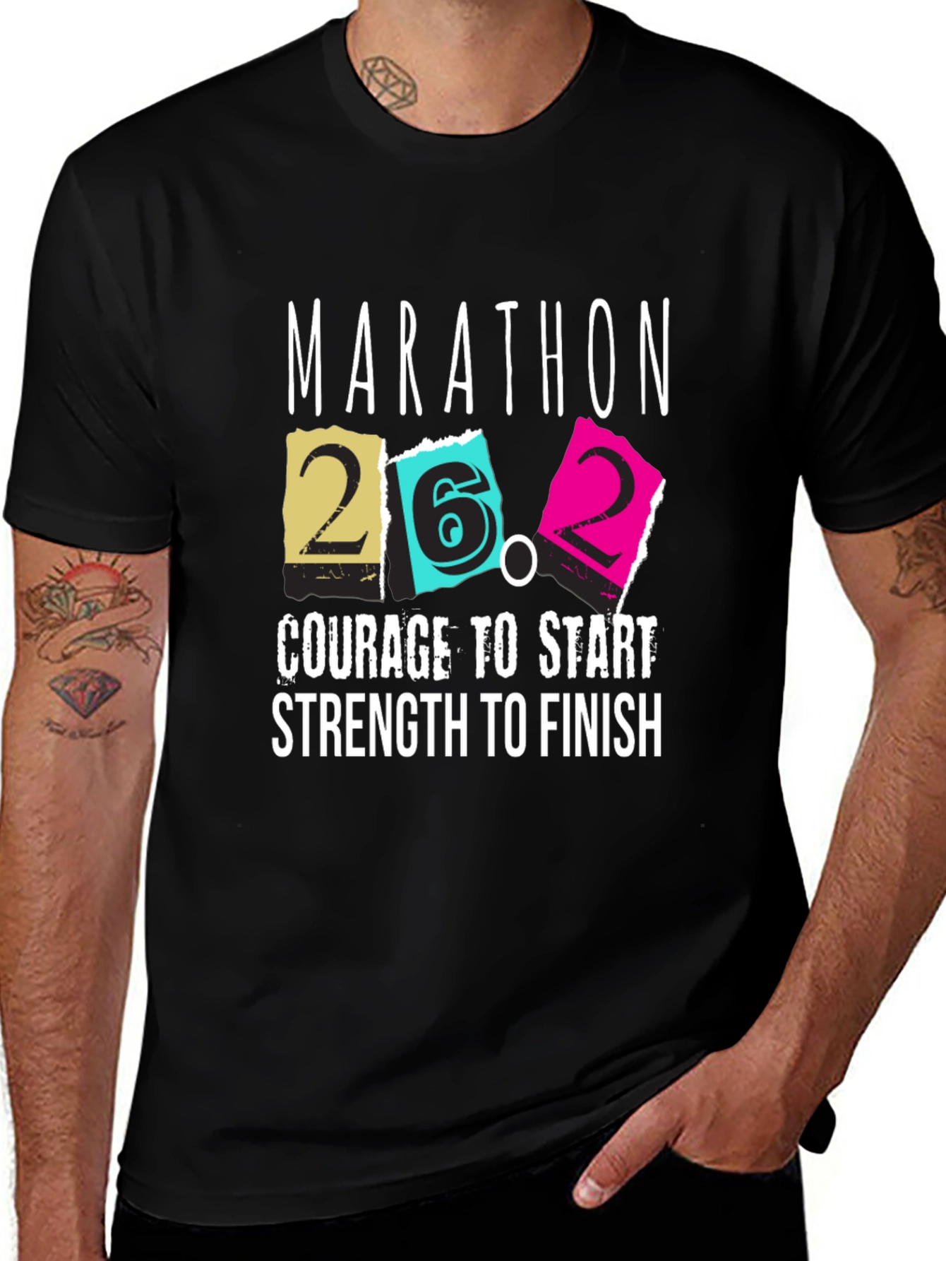 Variant 23 of Marathon 26.2 Run T-Shirt: Courage Strength Finish