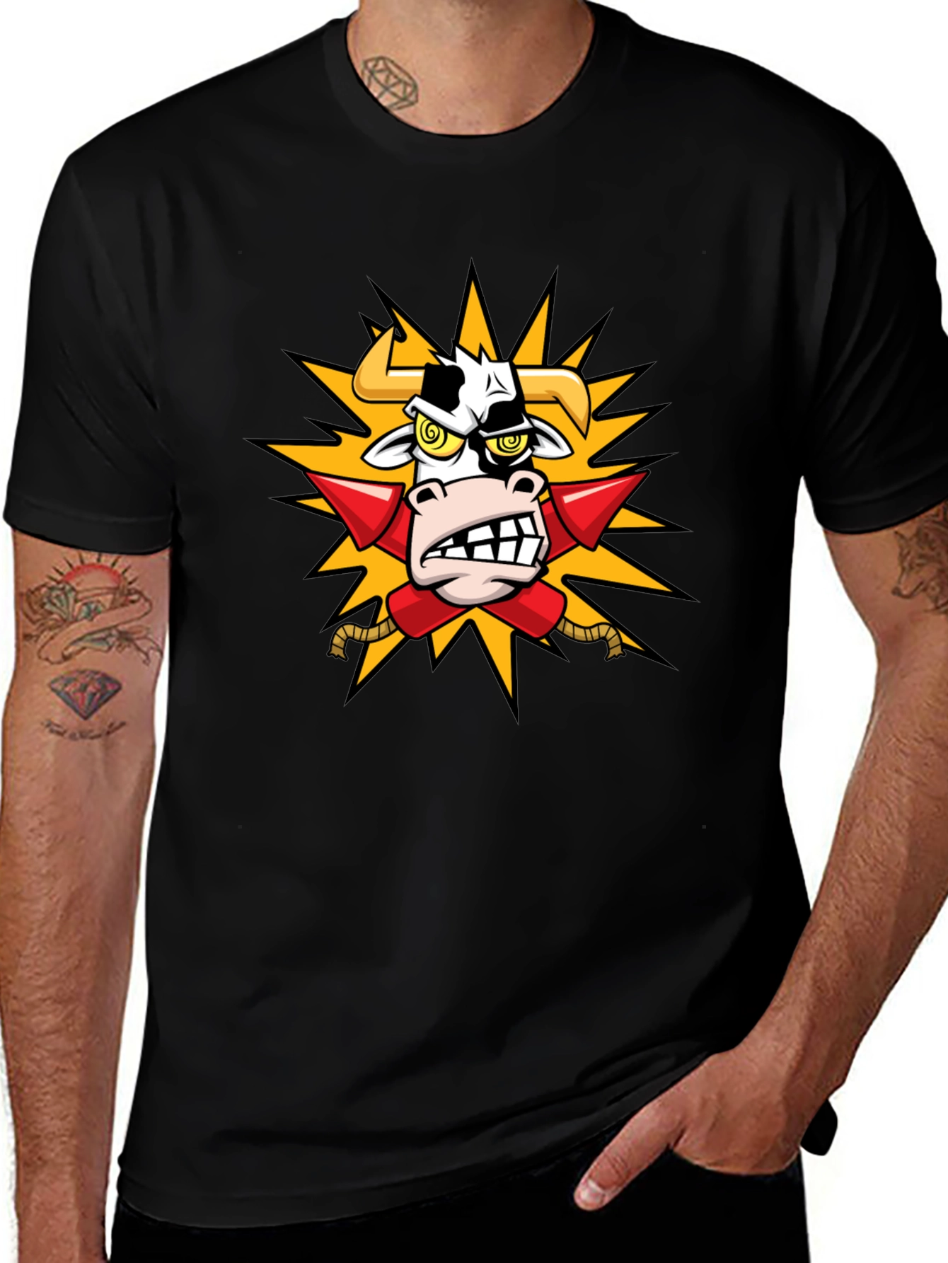 Variant 16 of Cow with Rockets T-Shirt - Funny Cartoon Tee