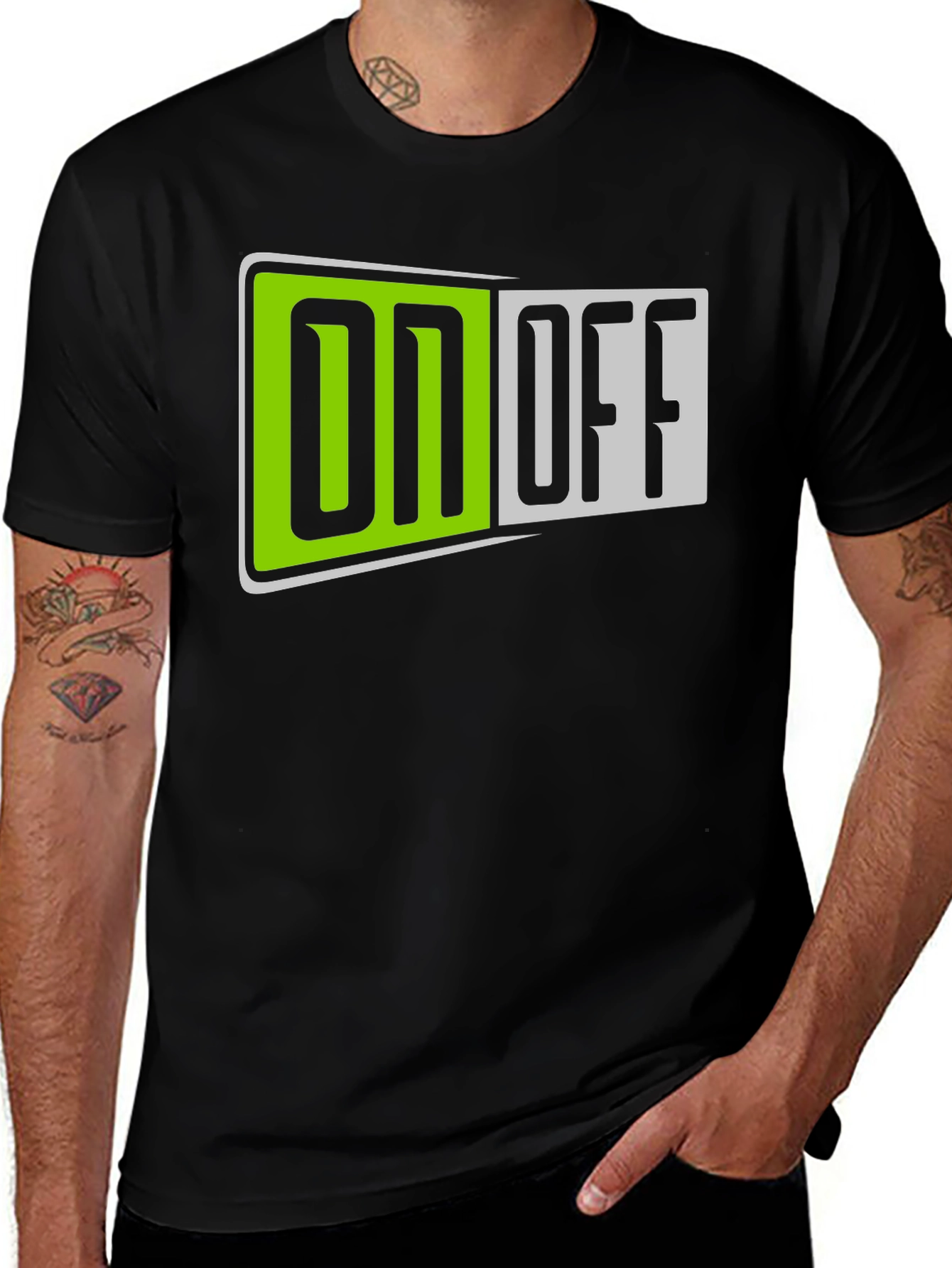 Variant 22 of On Off Graphic Print Black Tee
