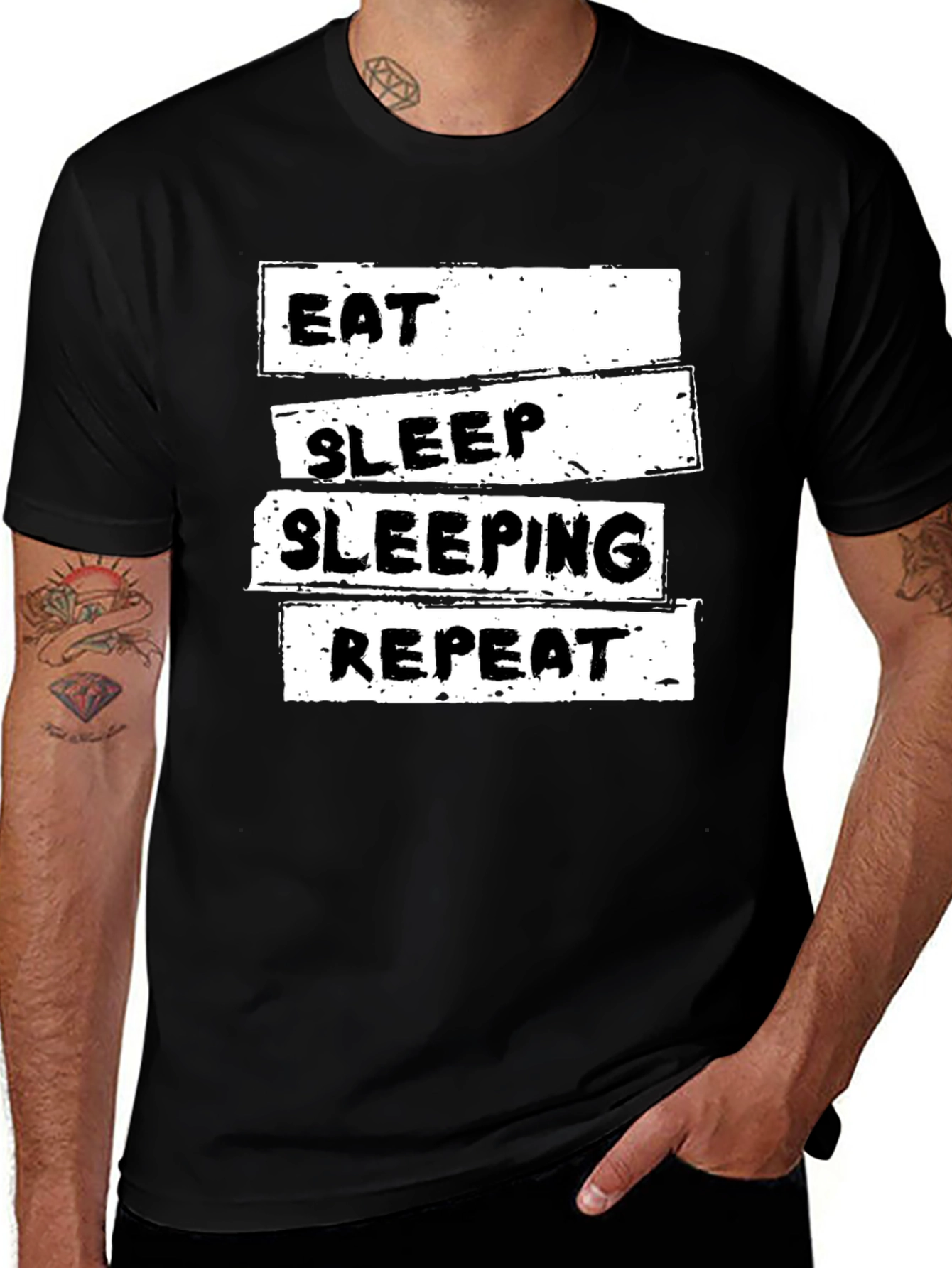Variant 12 of Eat Sleep Sleeping Repeat Black T-Shirt