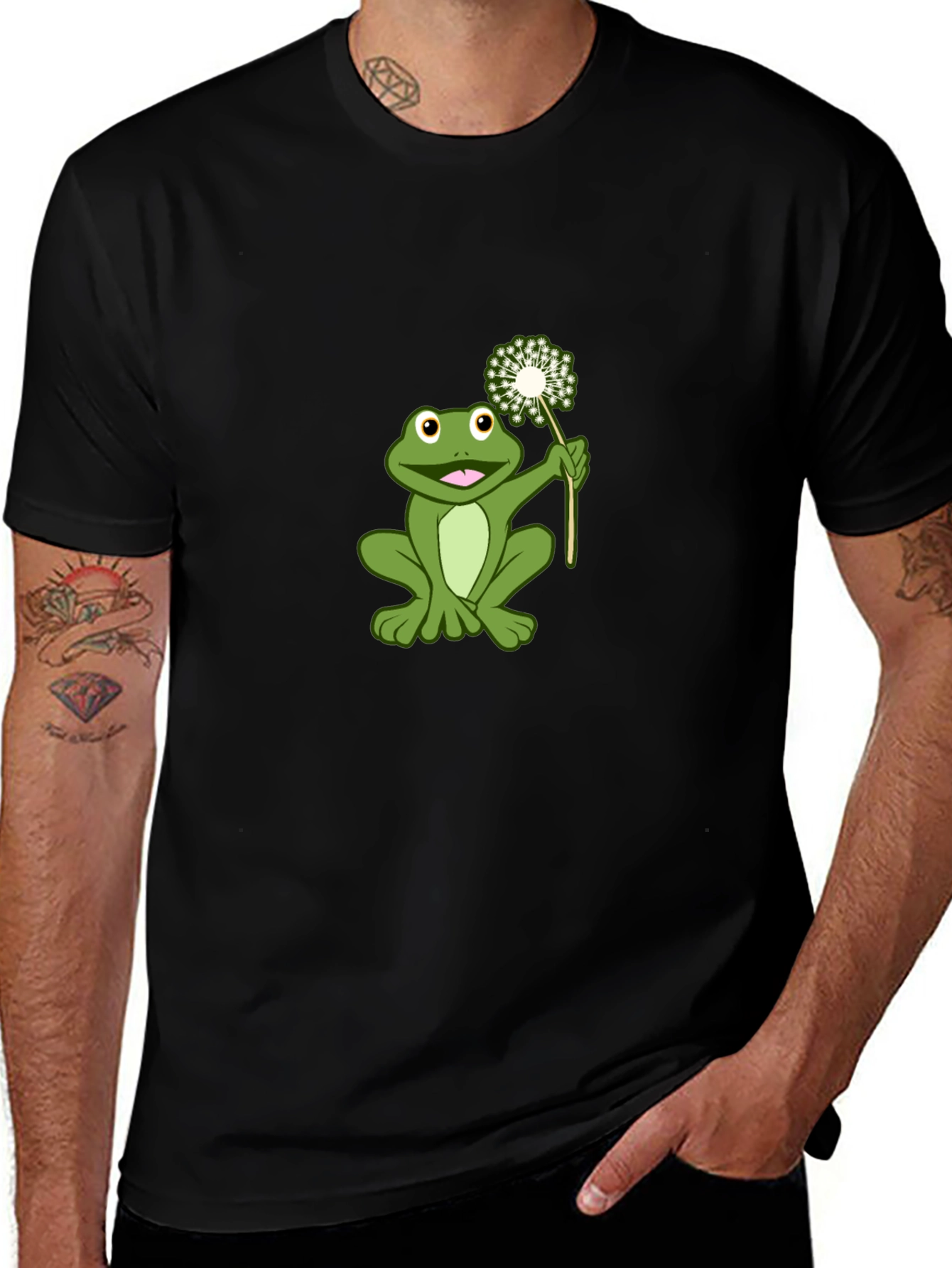 Variant 21 of Frog Holding Dandelion Graphic Tee