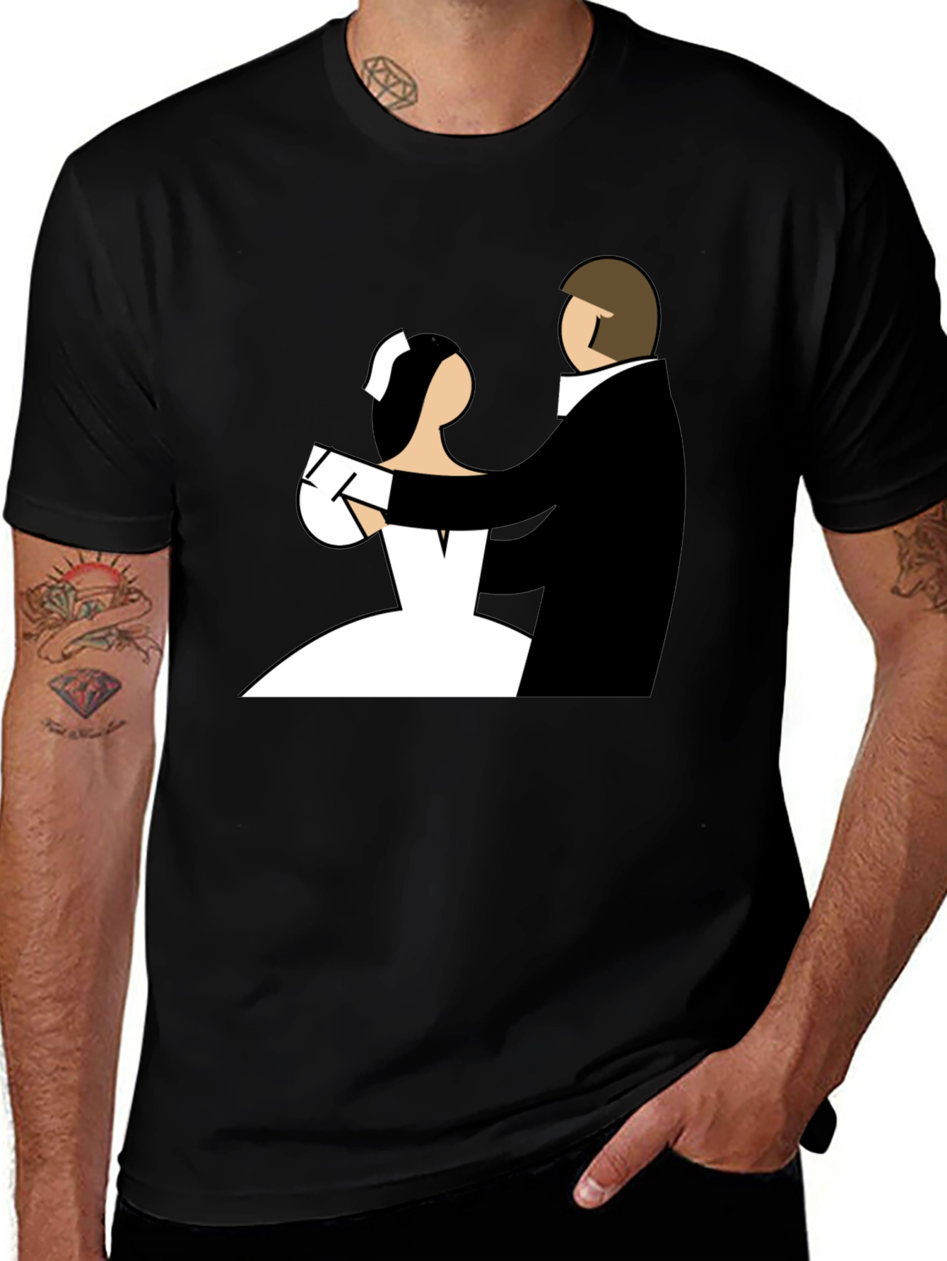 Bride and Groom Graphic Tee - Black