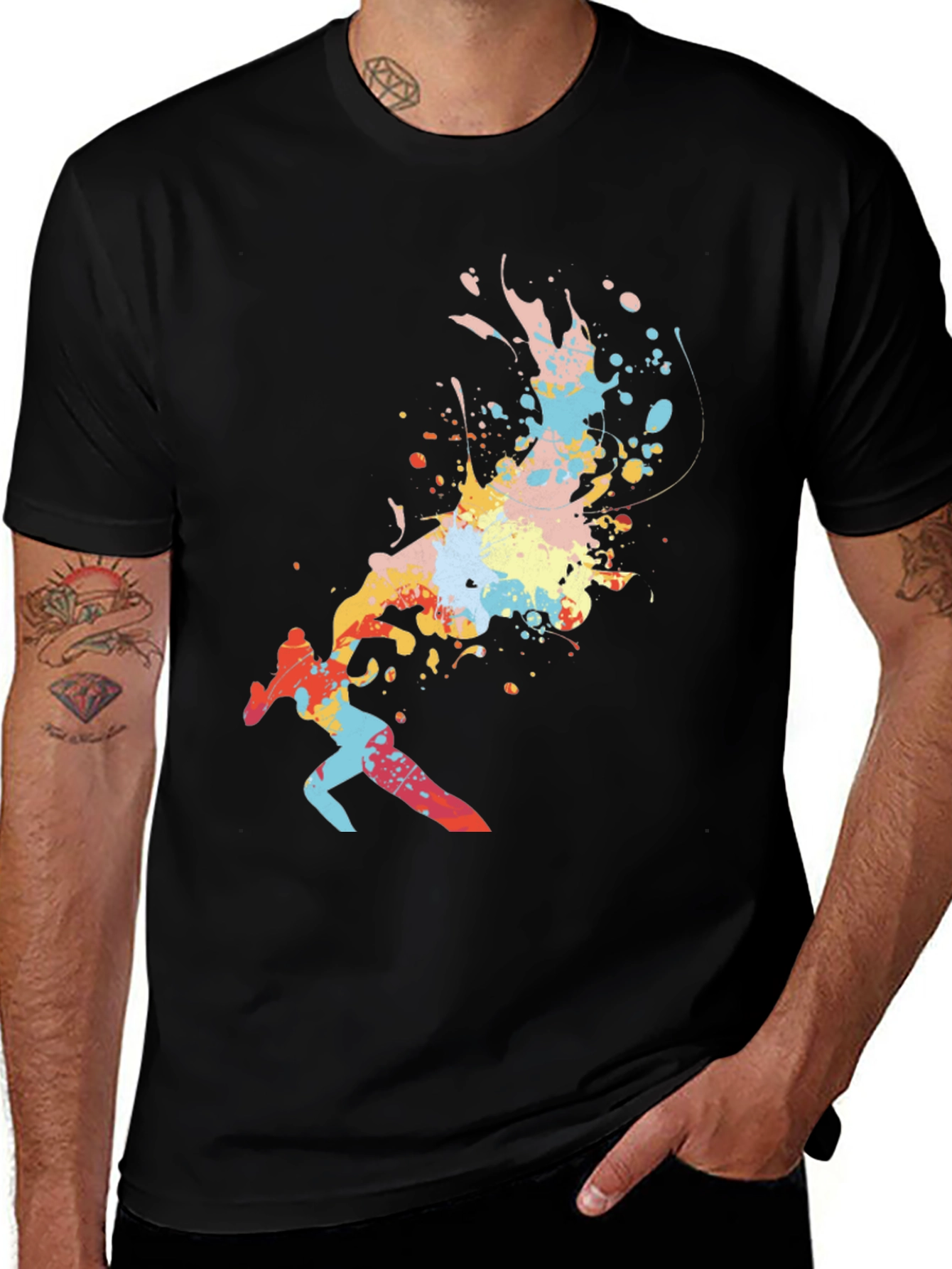 Variant 16 of Abstract Paint Splatter Runner Graphic Tee