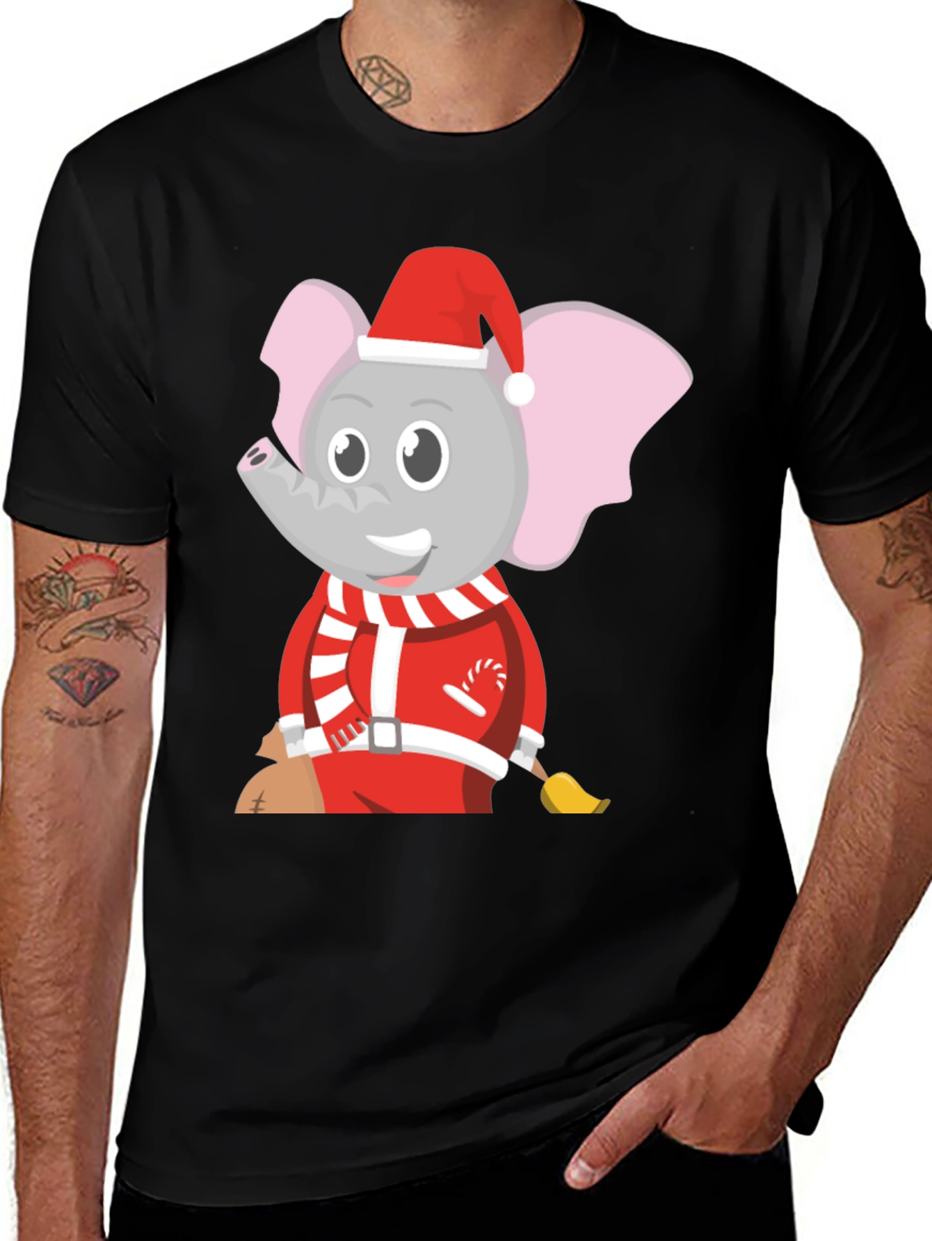 Variant 20 of Festive Elephant Santa T-Shirt