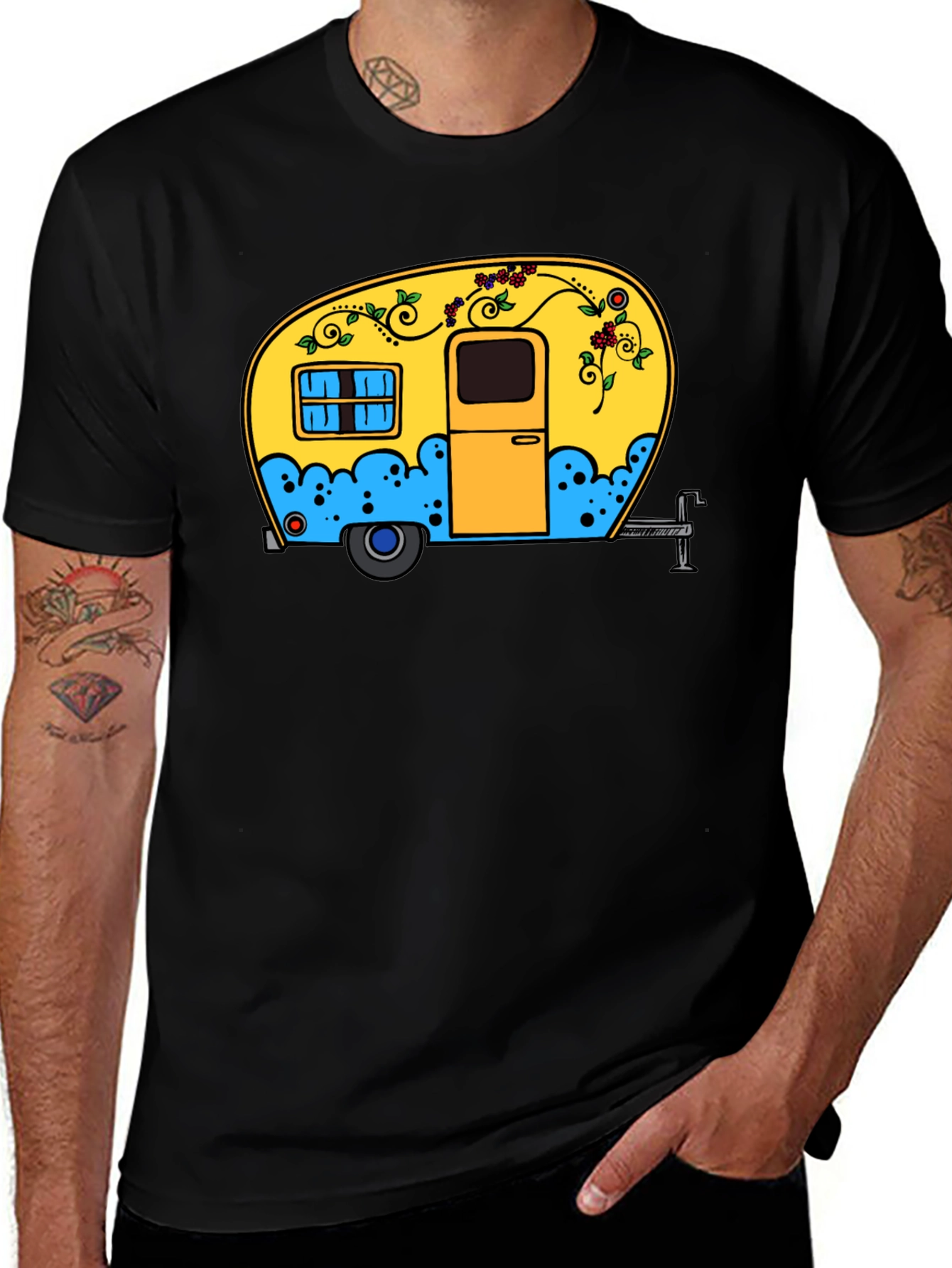Variant 20 of Retro Camper Graphic Tee - Black