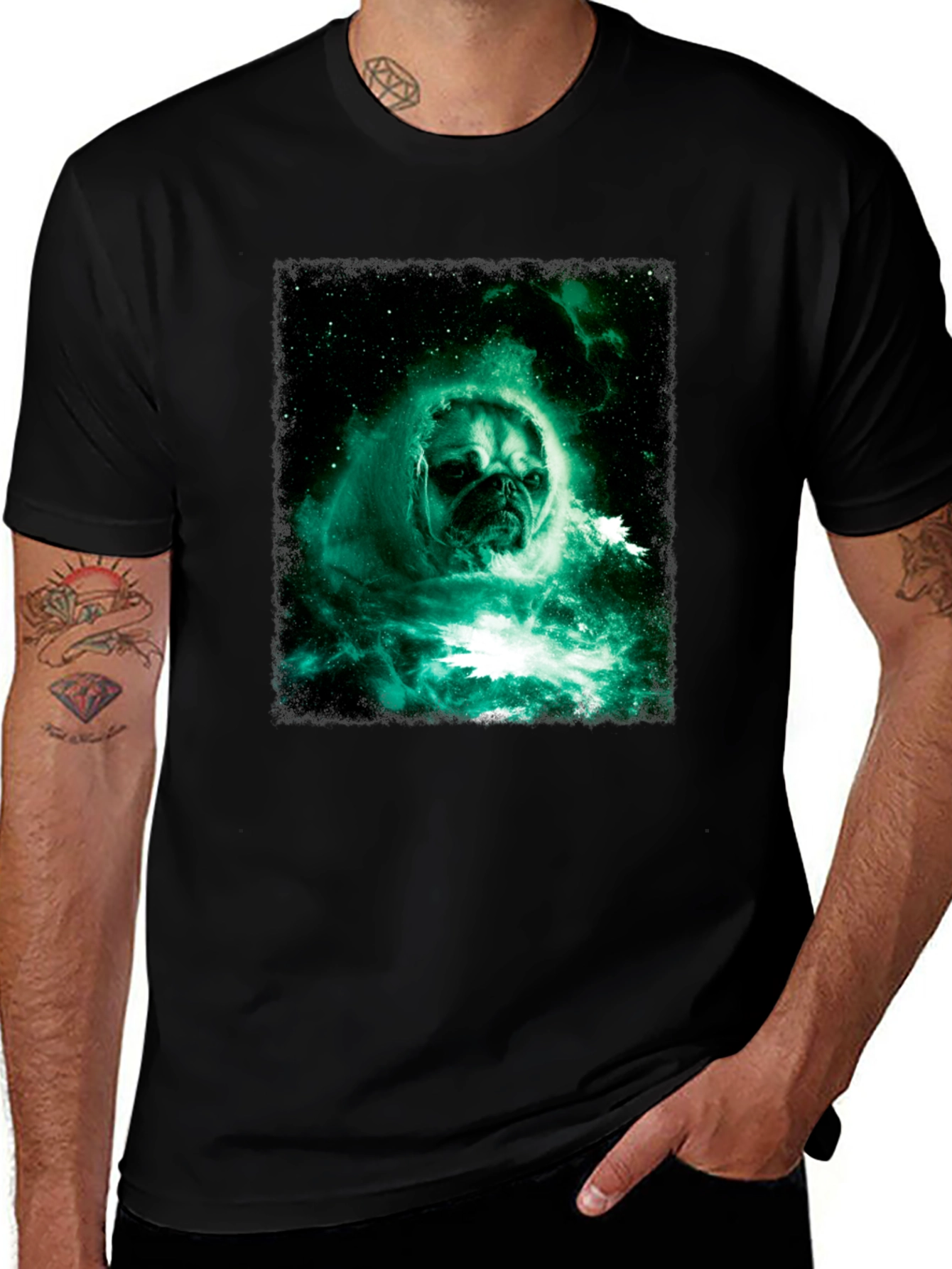 Variant 12 of Galaxy Pug Graphic Tee - Black T-Shirt