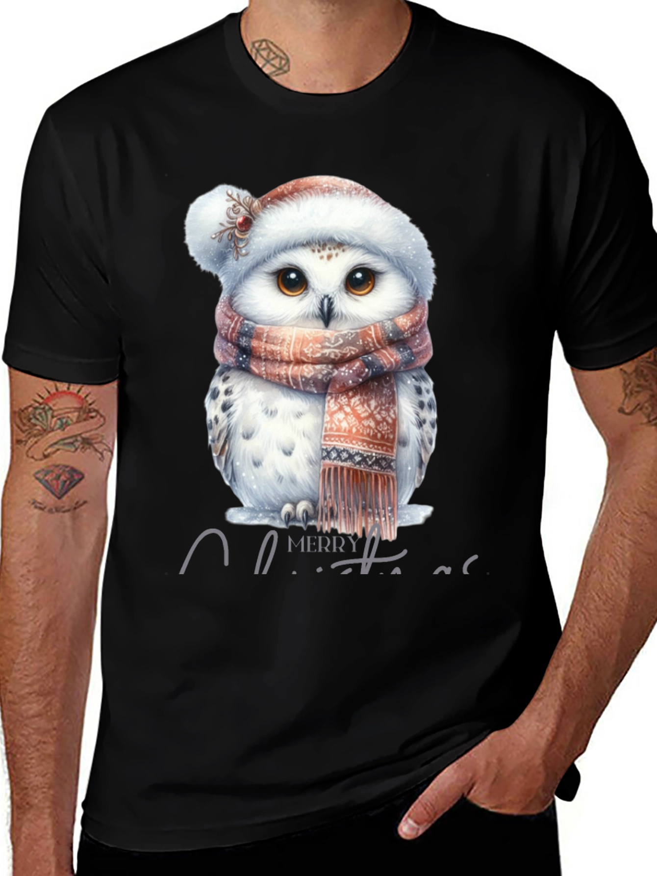 Variant 4 of Festive Owl Christmas T-Shirt