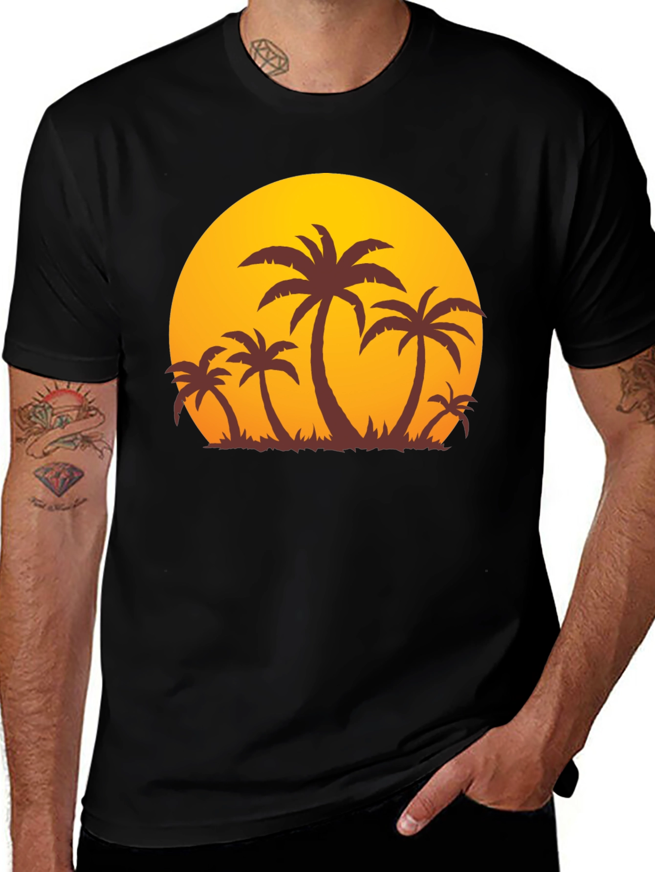 Variant 13 of Tropical Sunset Palm Tree Graphic Tee