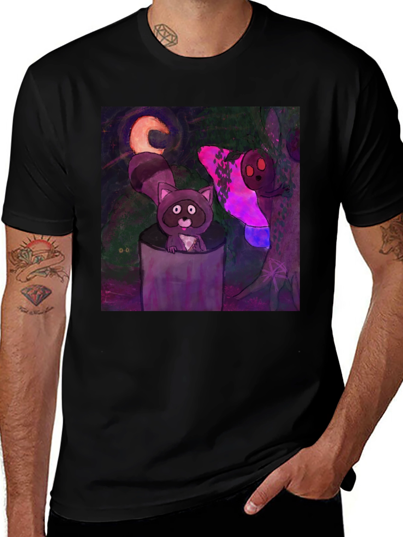 Variant 22 of Whimsical Raccoon Graphic Tee - Unique Design