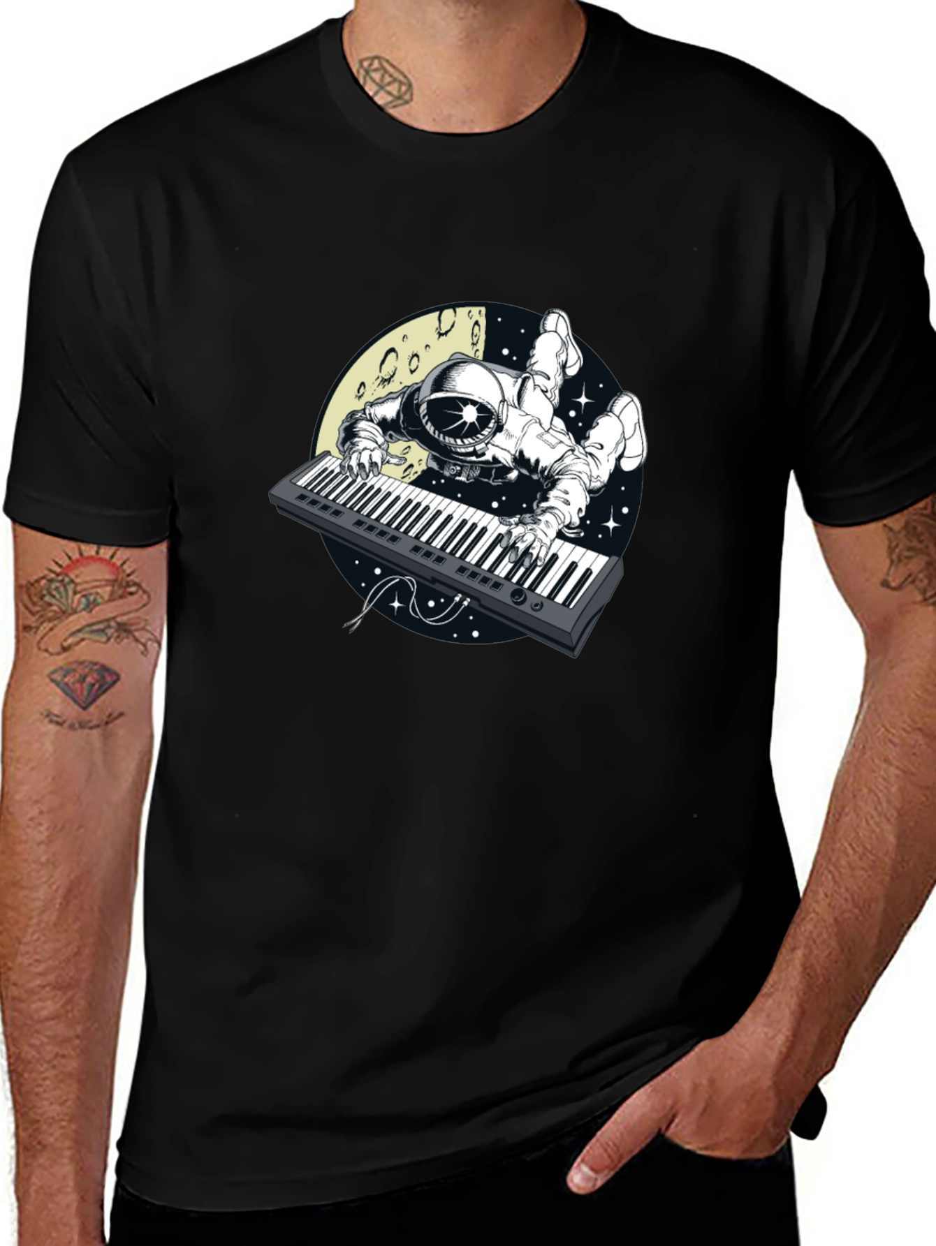 Variant 8 of Astronaut Keyboard Player Graphic Tee