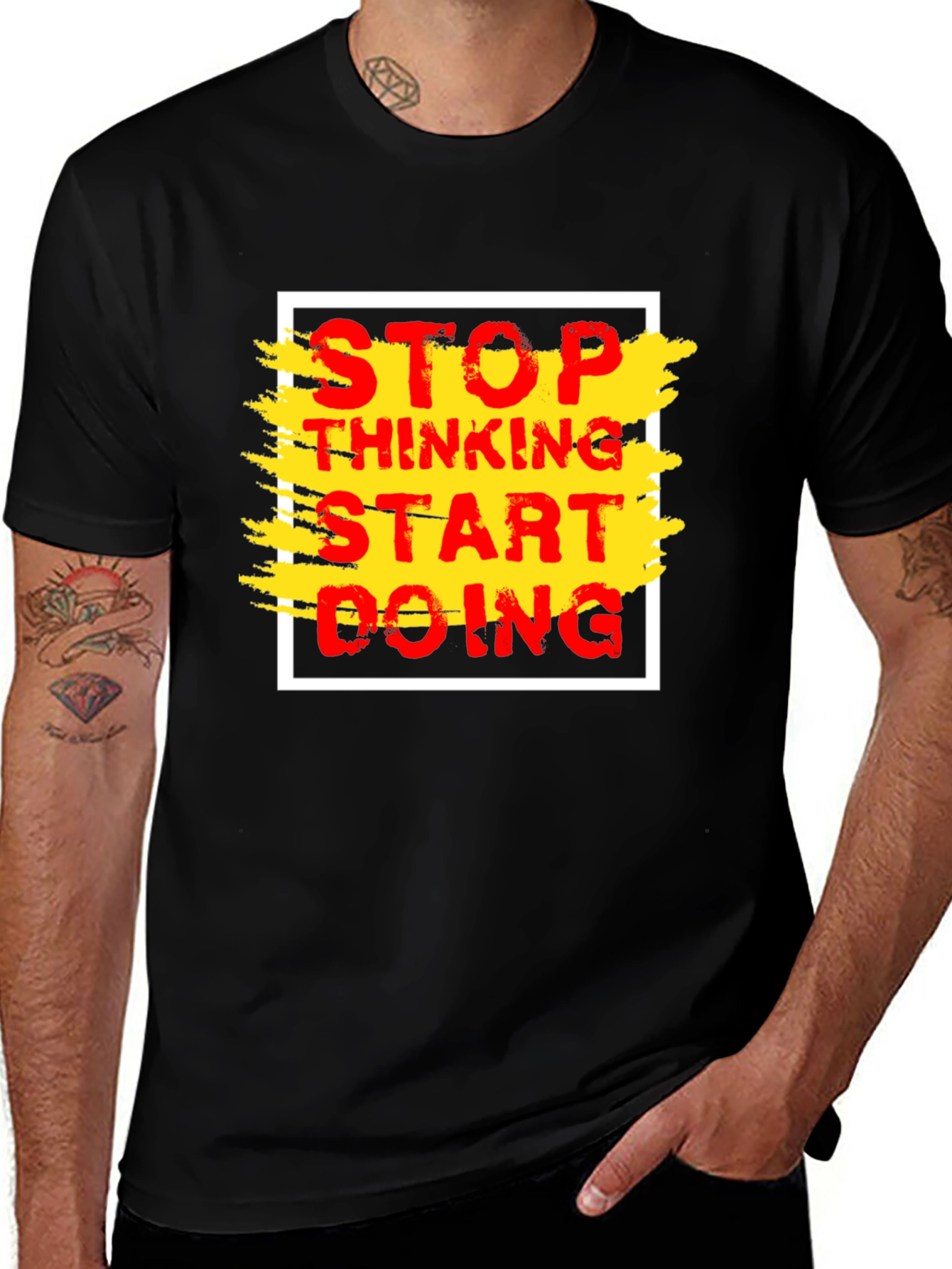 Variant 11 of Stop Thinking Start Doing Black T-Shirt