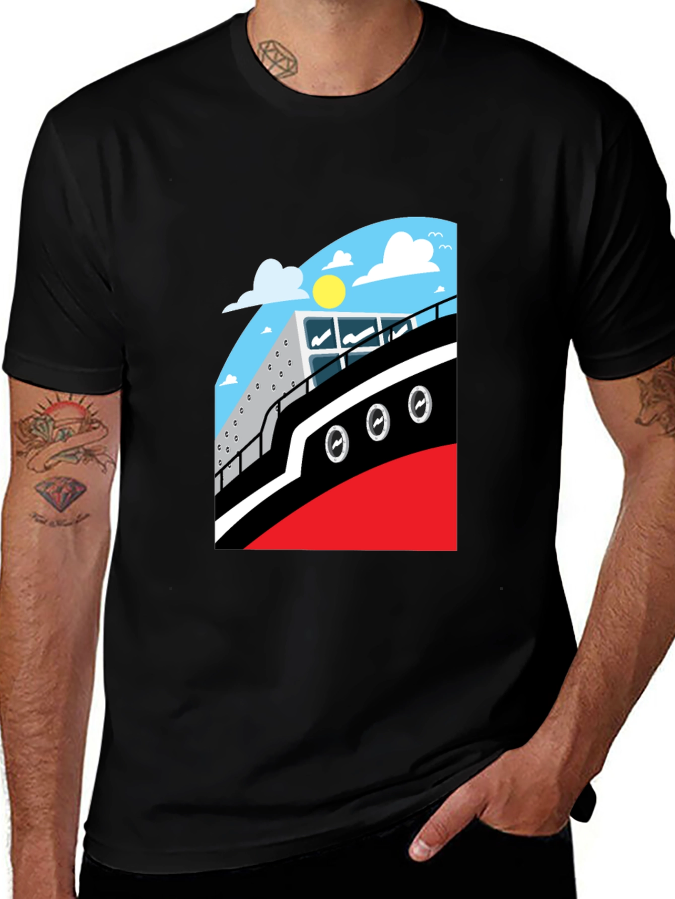 Variant 26 of Nautical Cruise Ship Graphic T-Shirt