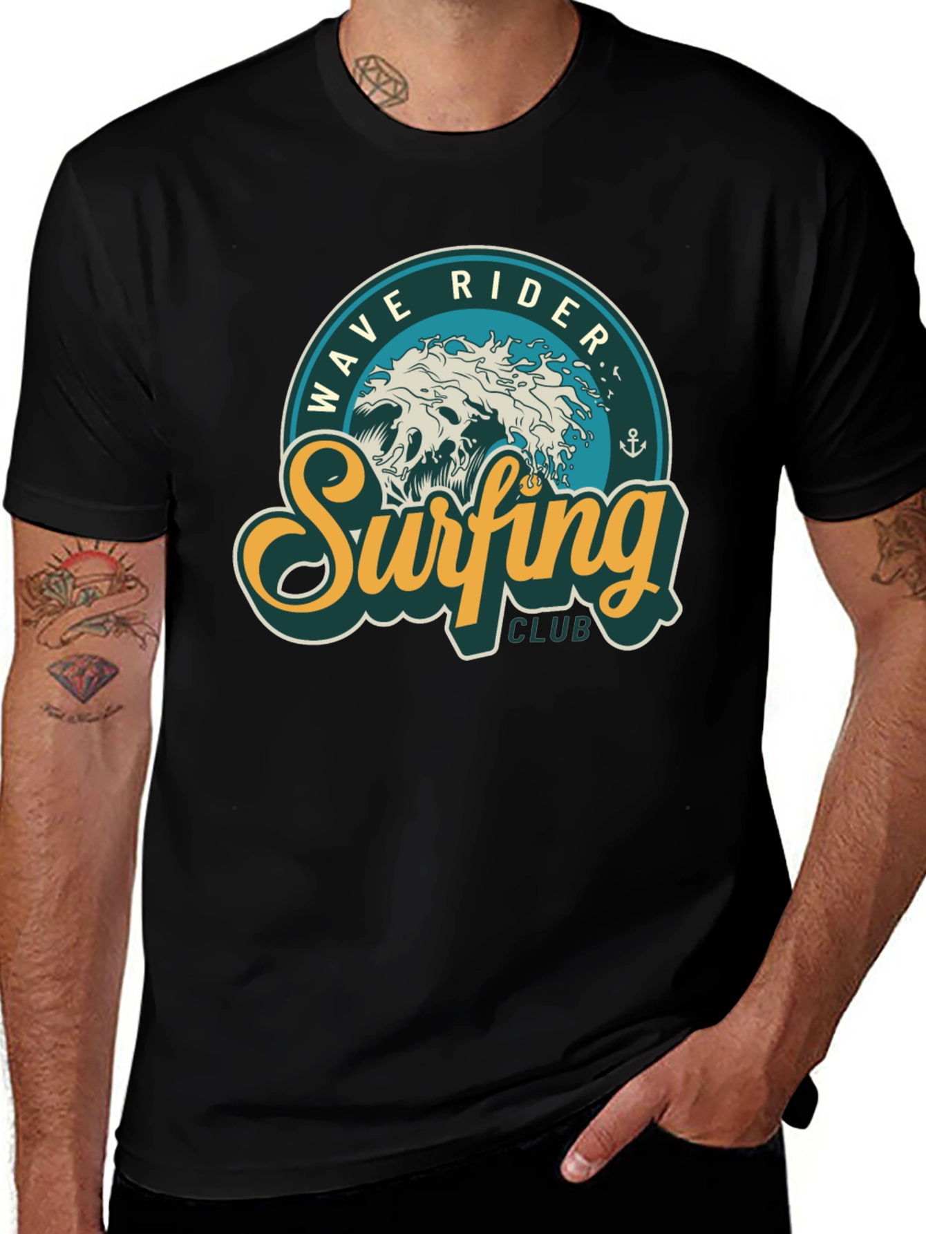 Variant 9 of Wave Rider Surfing Club Black T-Shirt
