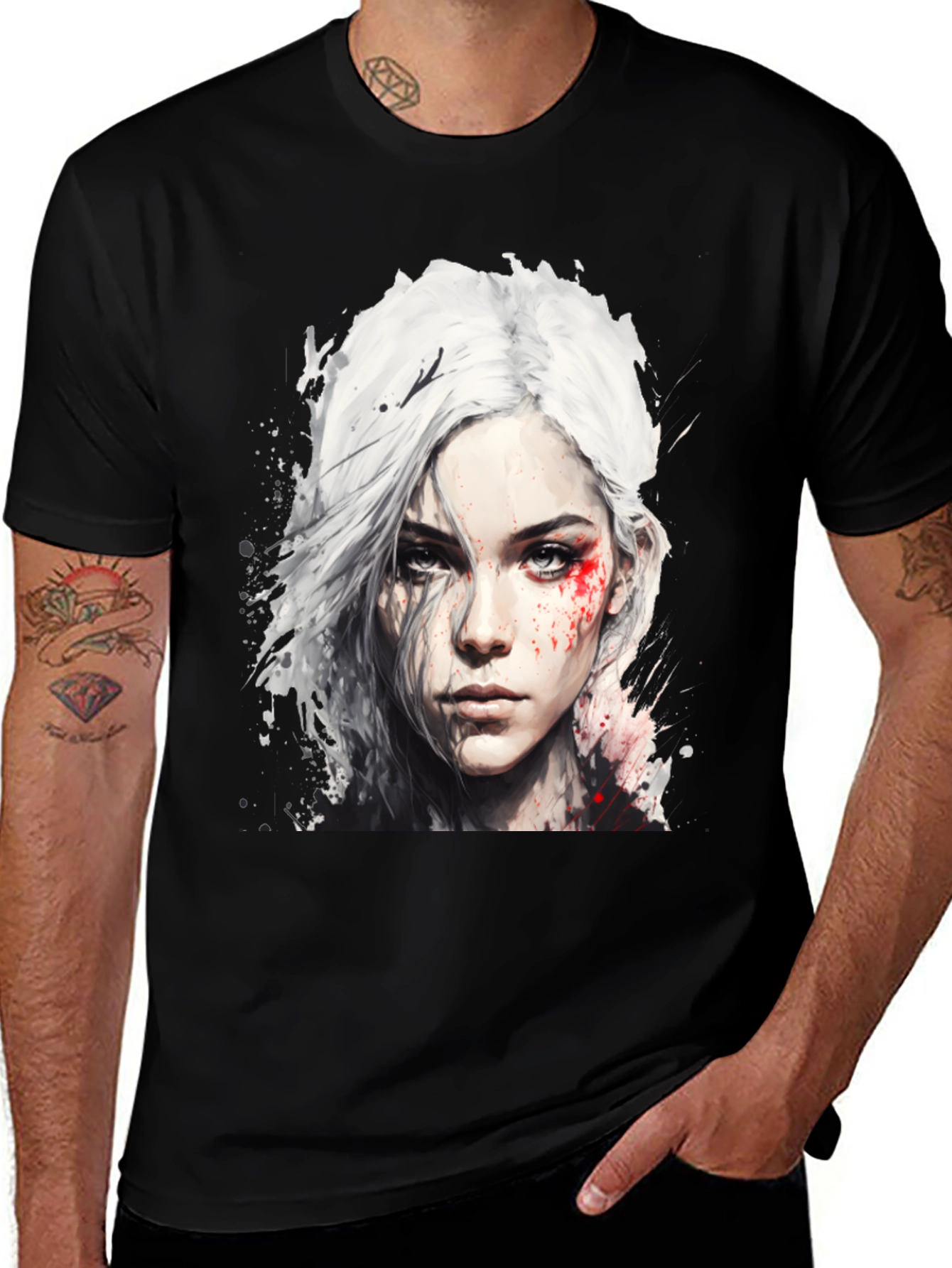 Variant 13 of Witcher Ciri Graphic Tee - Men's Black T-Shirt