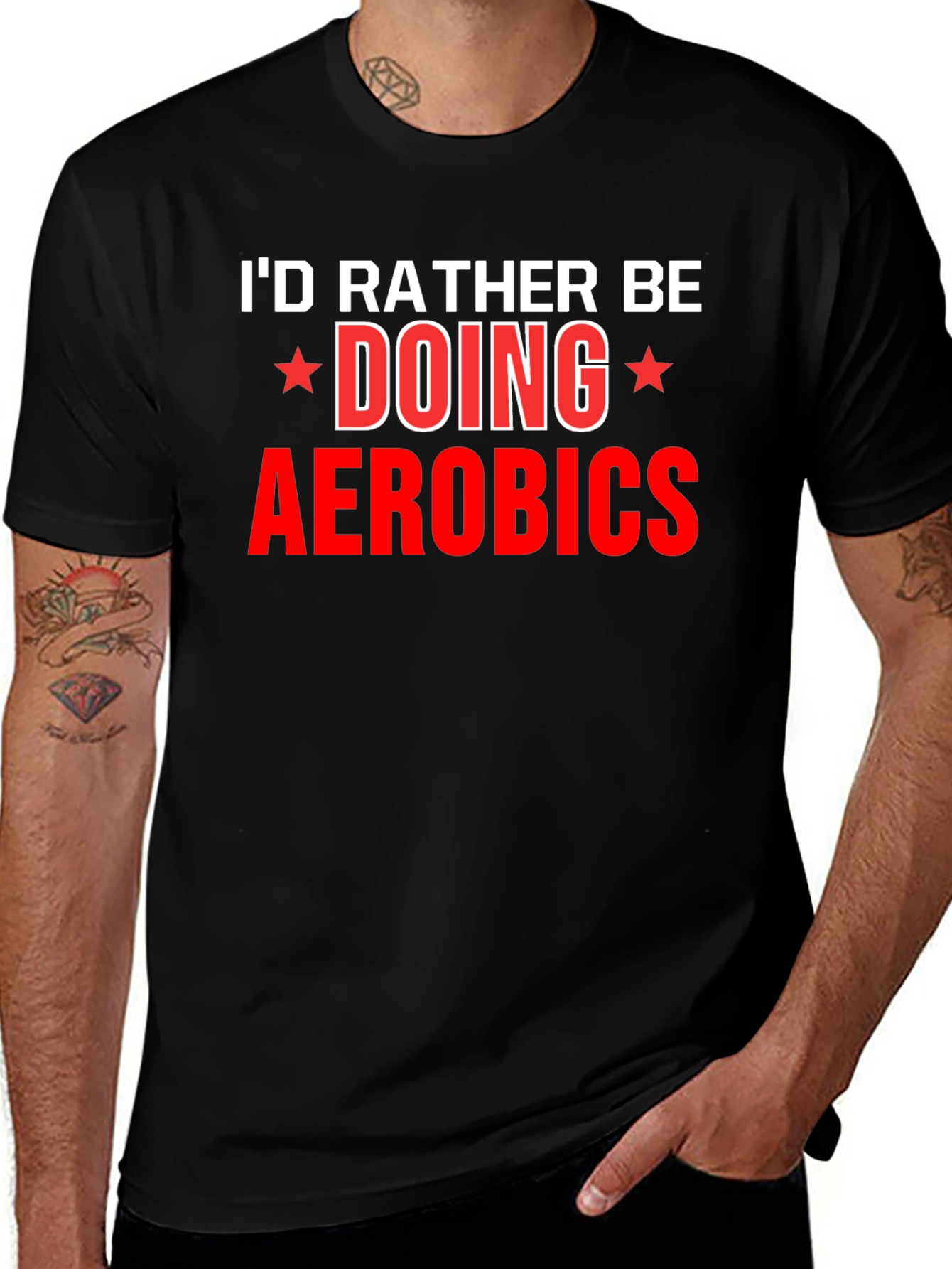 Variant 7 of I'd Rather Be Doing Aerobics Black T-Shirt
