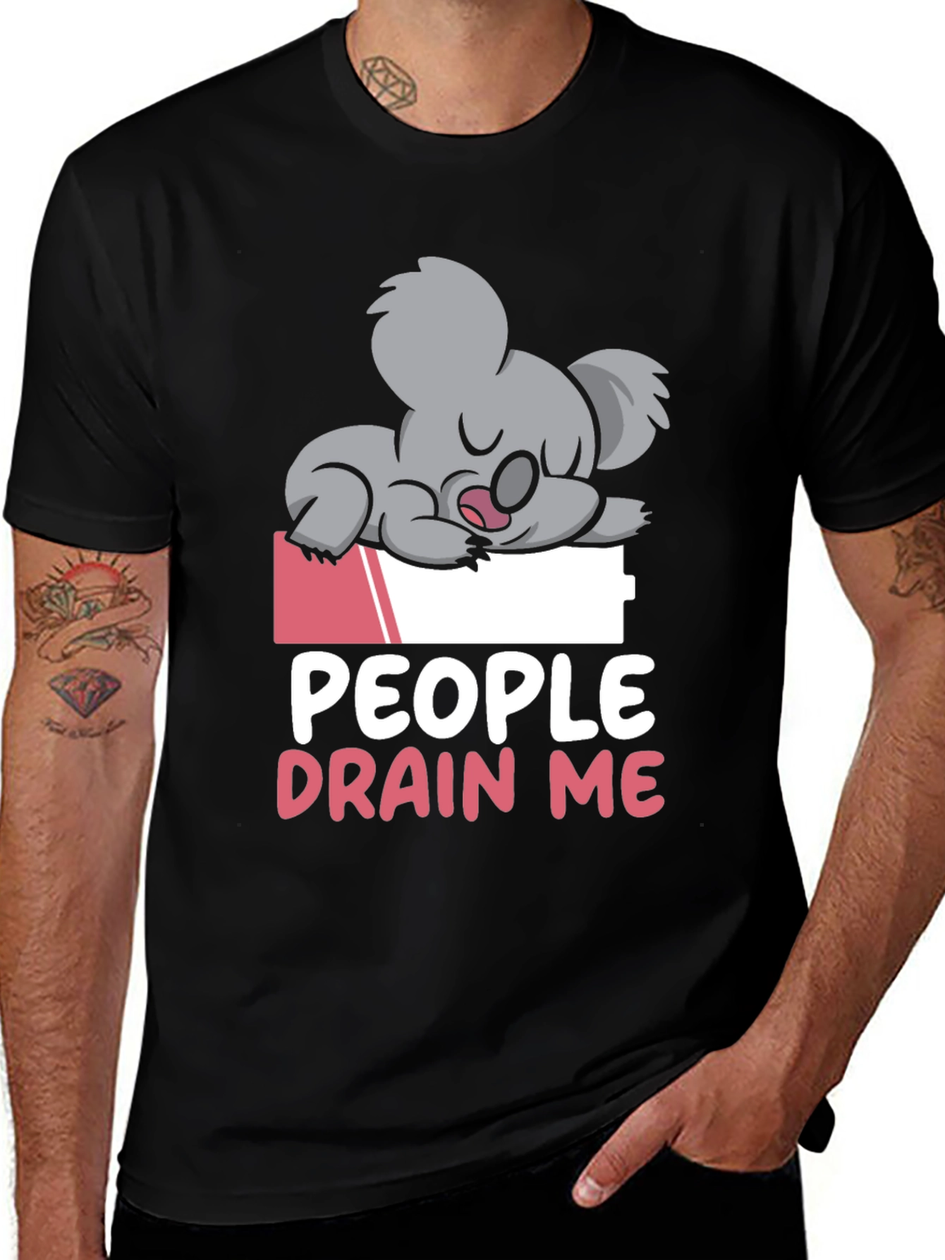 Variant 20 of People Drain Me Koala T-Shirt - Funny Sleepy Design