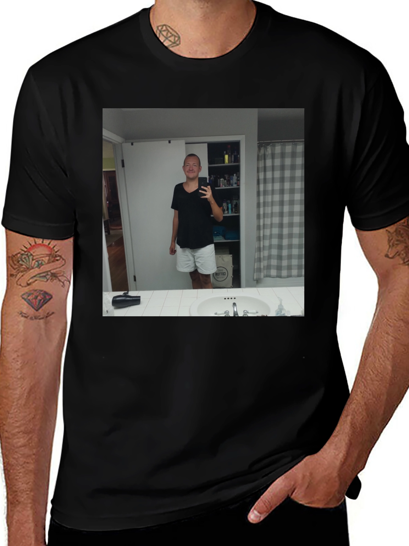 Variant 26 of Classic Black Crew Neck Tee with Photo Graphic