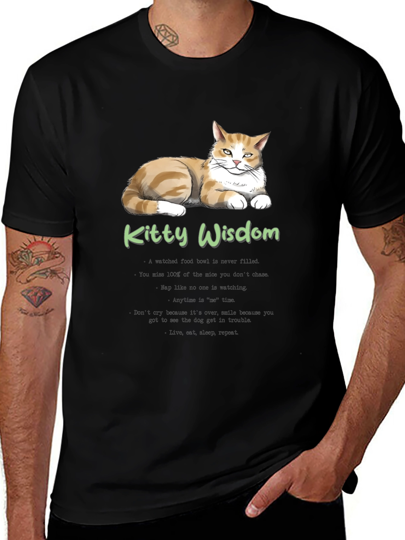Variant 29 of Kitty Wisdom T-Shirt - Cat Lover Tee