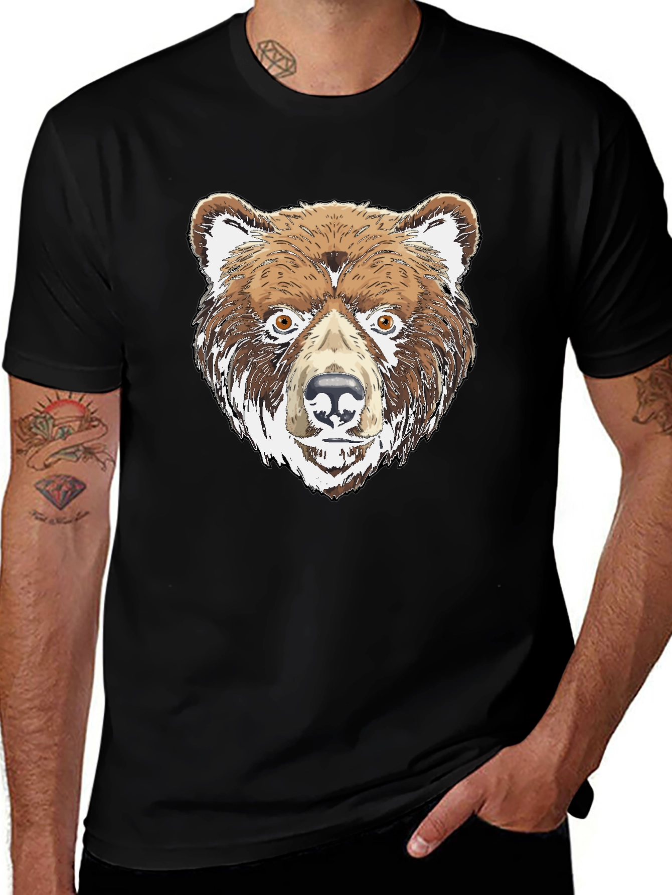 Variant 13 of Bear Graphic Tee - Men's Black T-Shirt