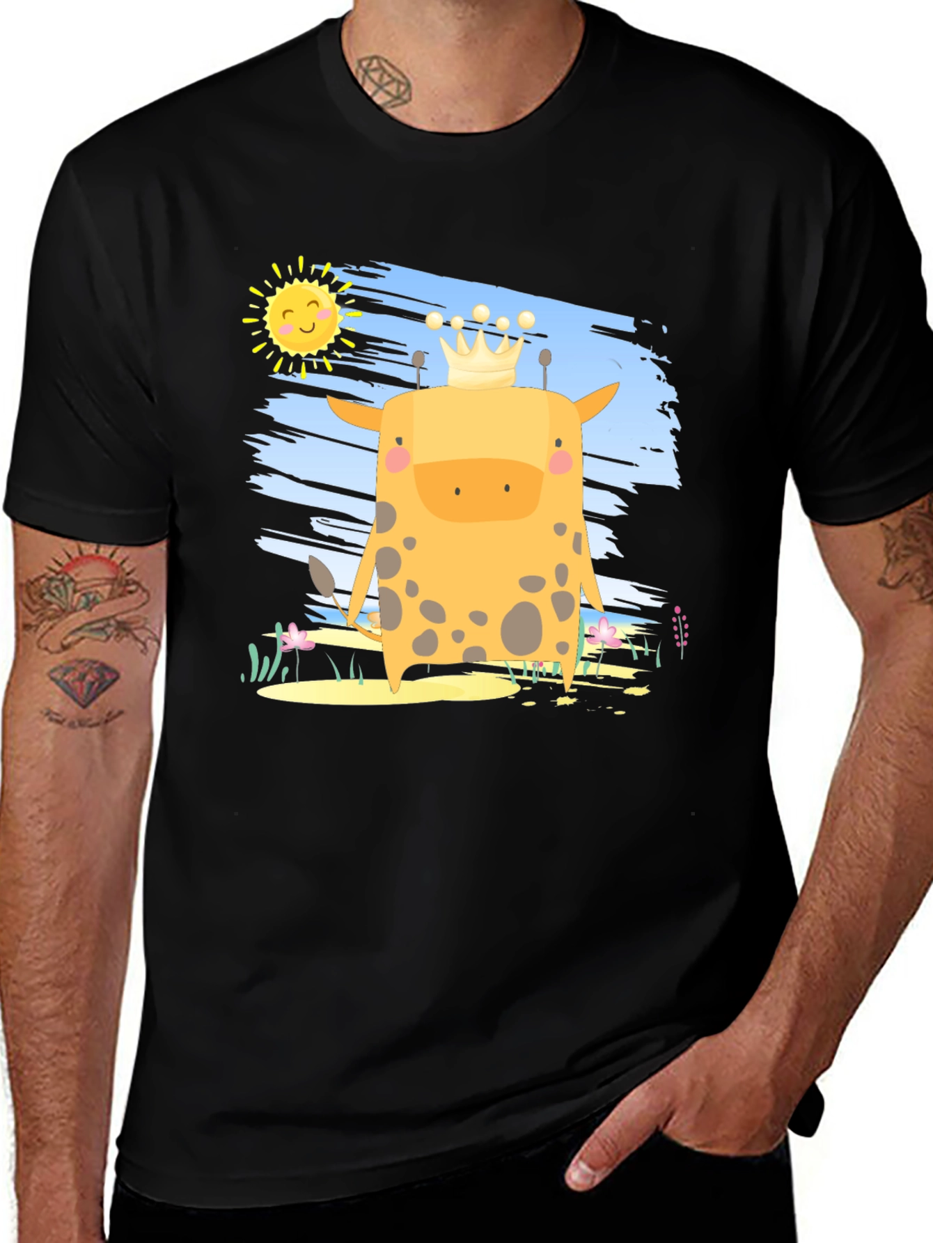 Variant 22 of Giraffe King T-Shirt - Cute Cartoon Graphic Tee