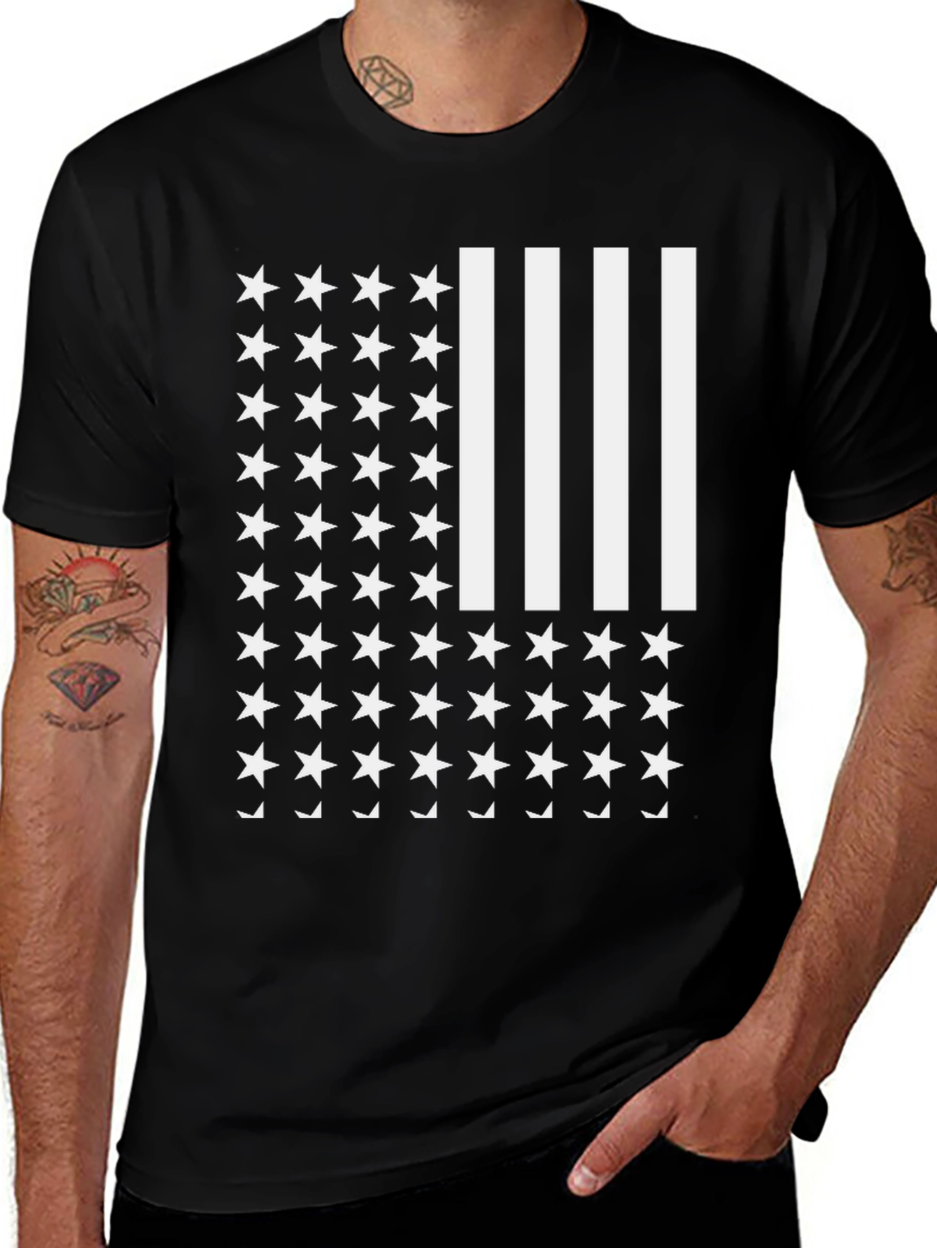 Stars & Stripes Graphic Tee - Patriotic American Flag Design