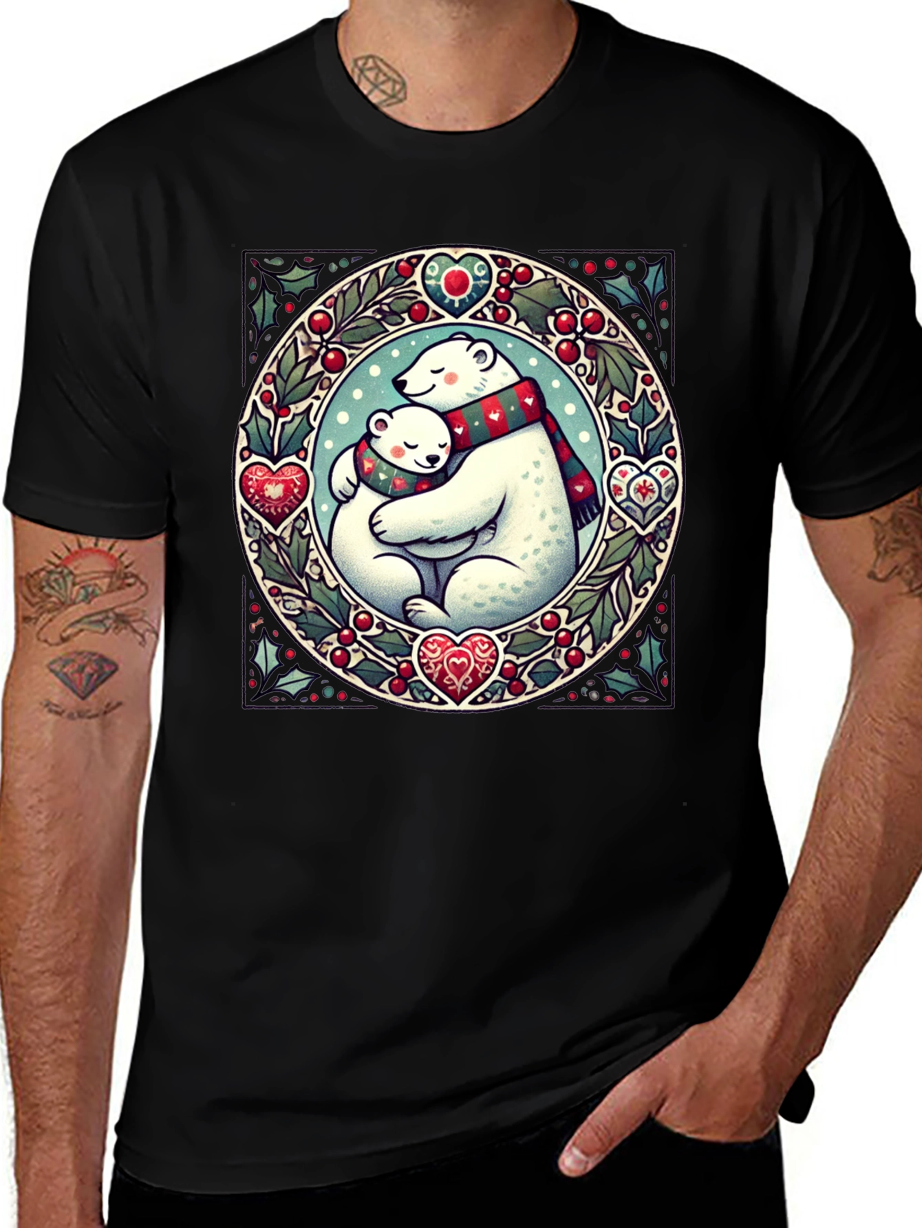 Variant 15 of Polar Bear Hugs T-Shirt - Holiday Cheer