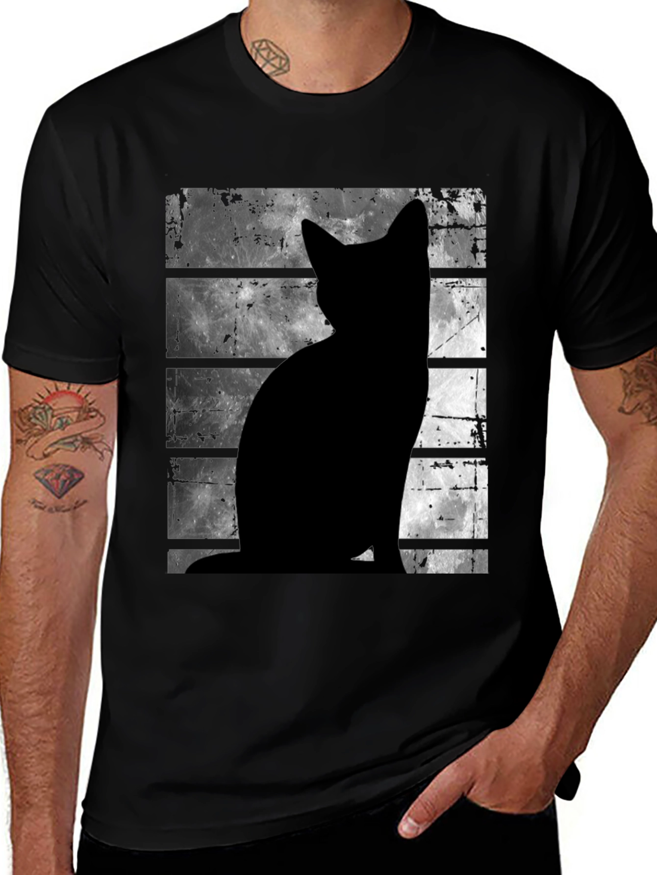 Variant 8 of Black Cat Silhouette Moon T-Shirt