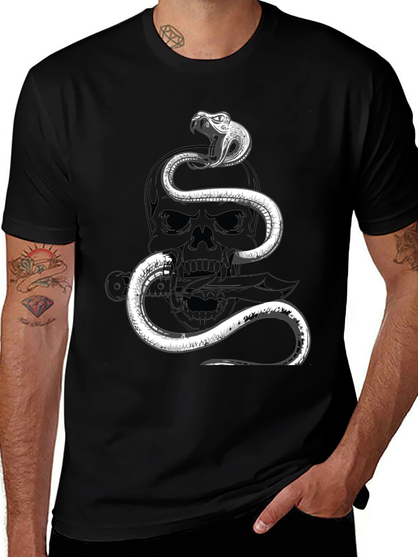 Variant 21 of Skull and Snake Graphic T-Shirt