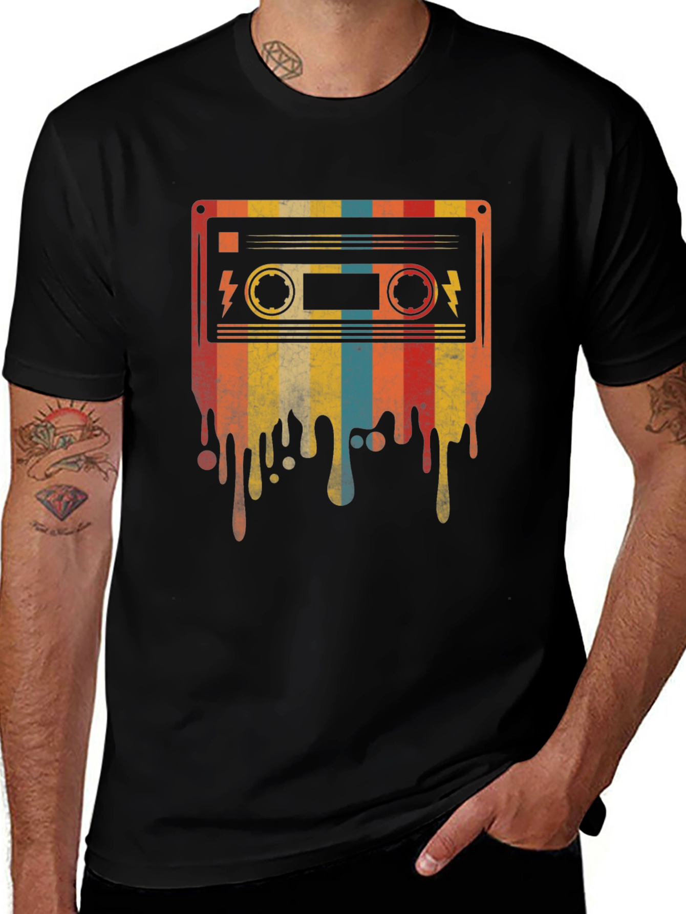 Variant 12 of Retro Cassette Tape Drip Graphic T-Shirt